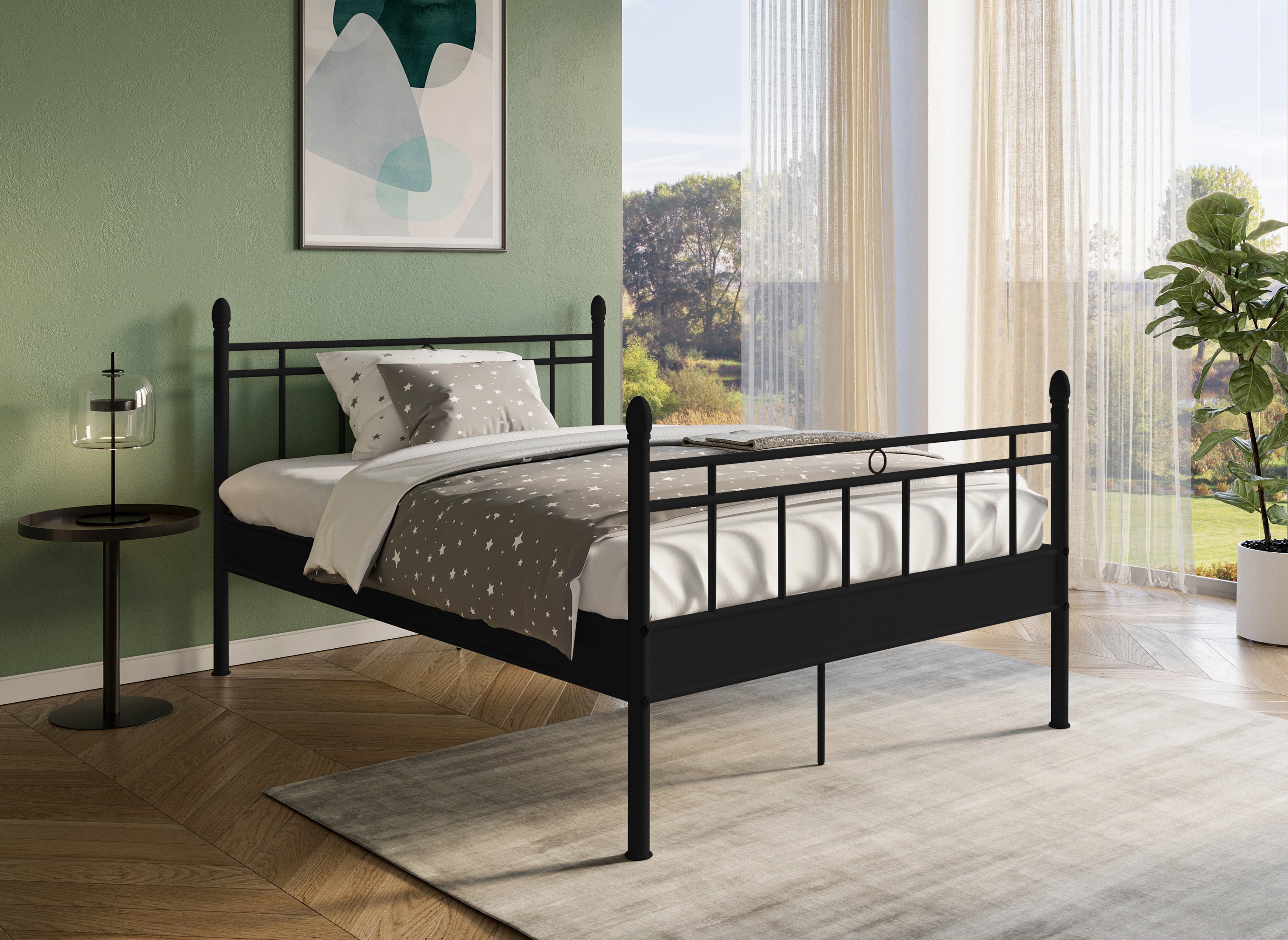 KADY Doppelbett aus schwarzem Metall 160 x 200 cm