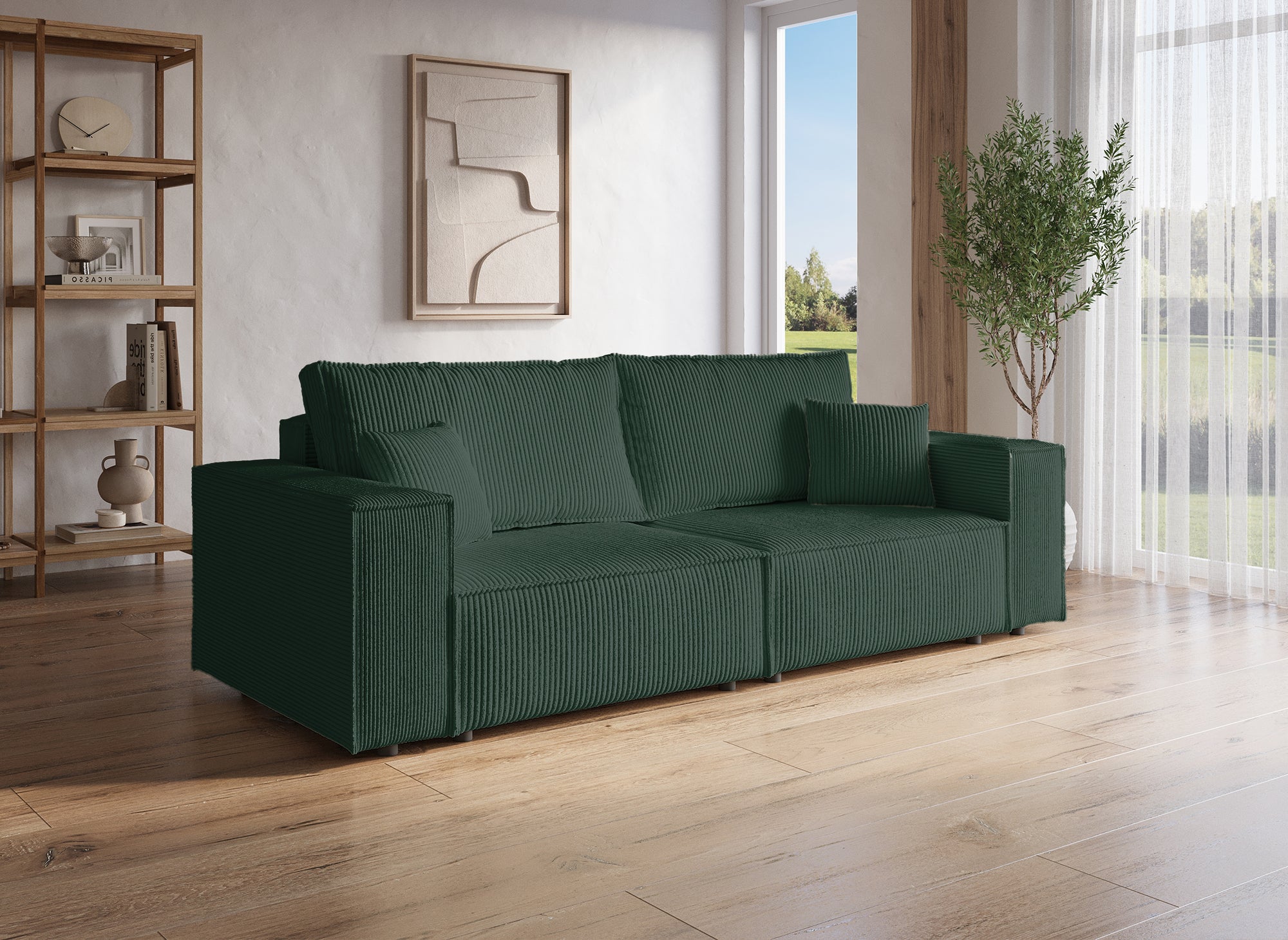 JADE 3-Sitzer-Sofa mit Stauraum aus smaragdgrünem Samt
