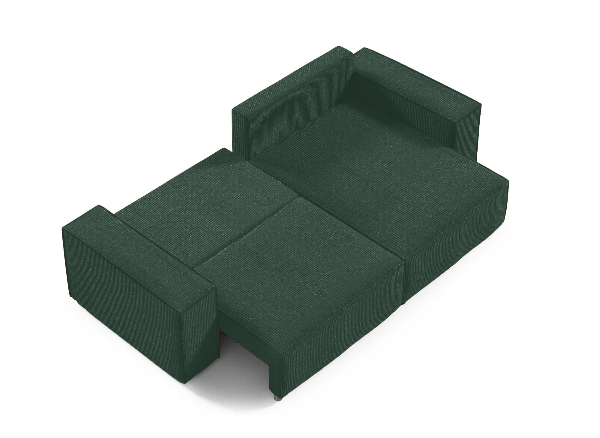 JADE MINI Ecksofa aus grünem Cord mit Stauraum, umwandelbar und wendbar