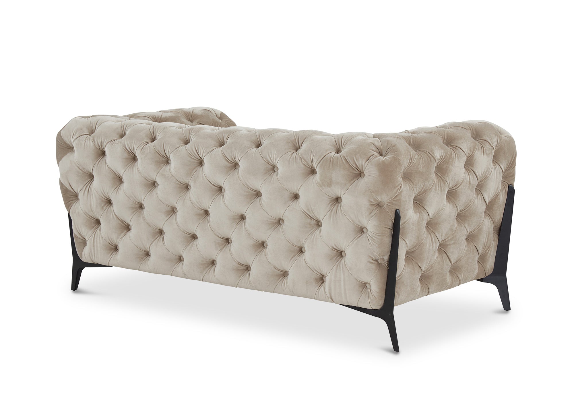 CARMEN 2-Sitzer gepolstertes Chesterfield-Sofa aus beigefarbenem Samt