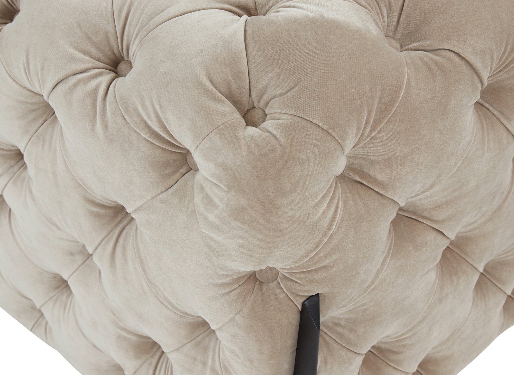 CARMEN 3-Sitzer gepolstertes Chesterfield-Sofa aus beigefarbenem Samt