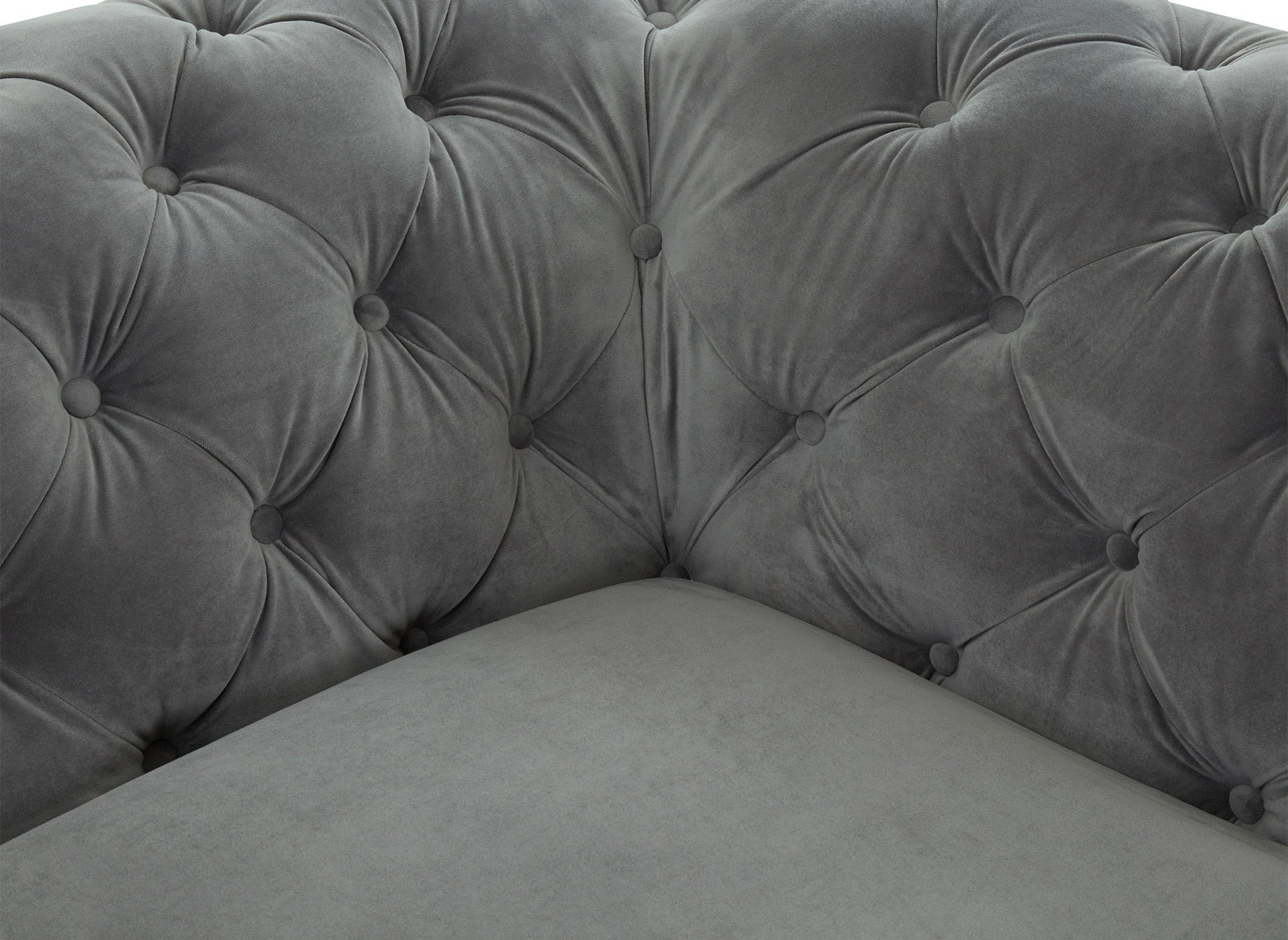 CARMEN 2-Sitzer-Chesterfield-Sofa mit Polsterung aus grauem Samt