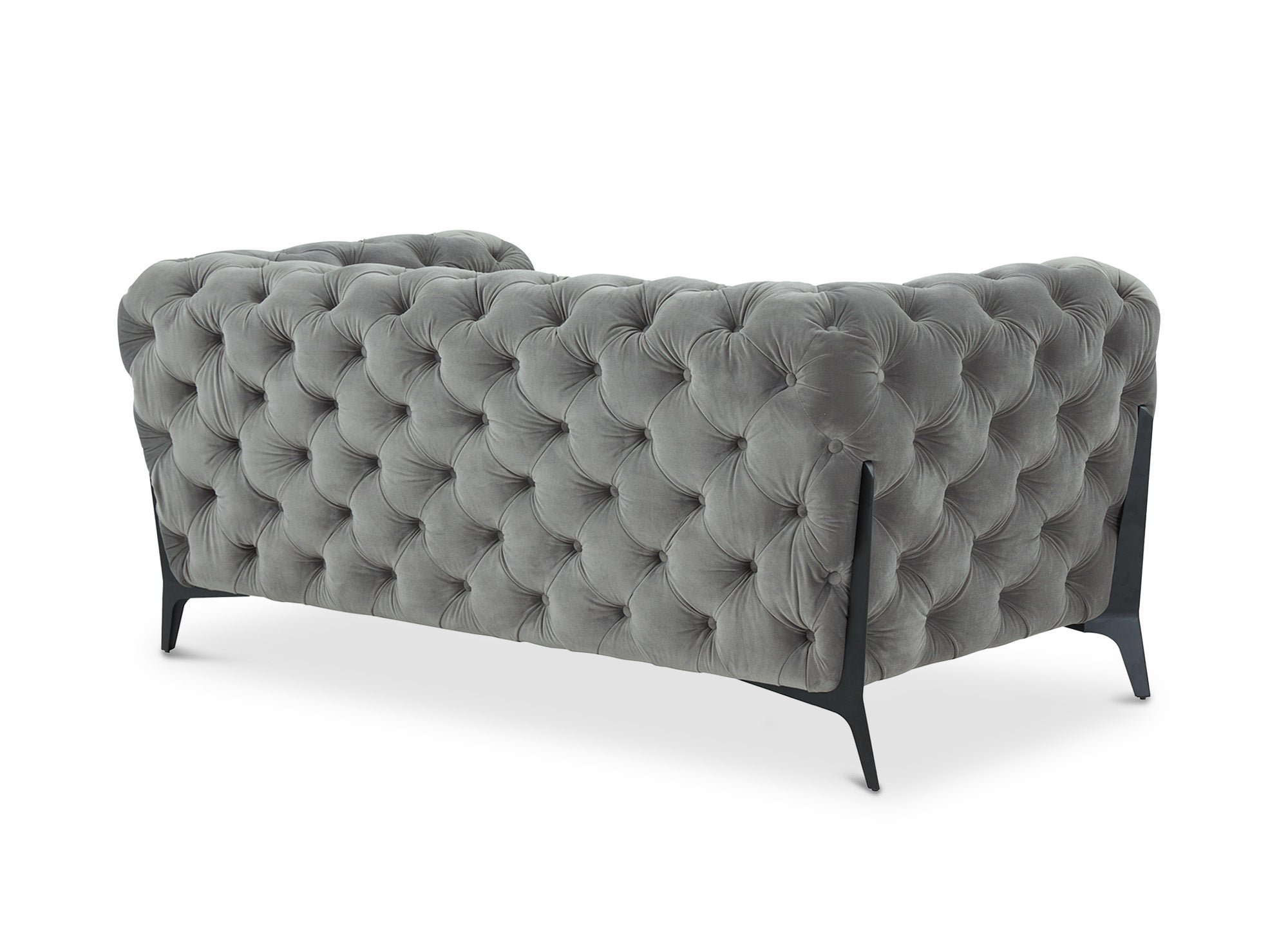 CARMEN 2-Sitzer-Chesterfield-Sofa mit Polsterung aus grauem Samt