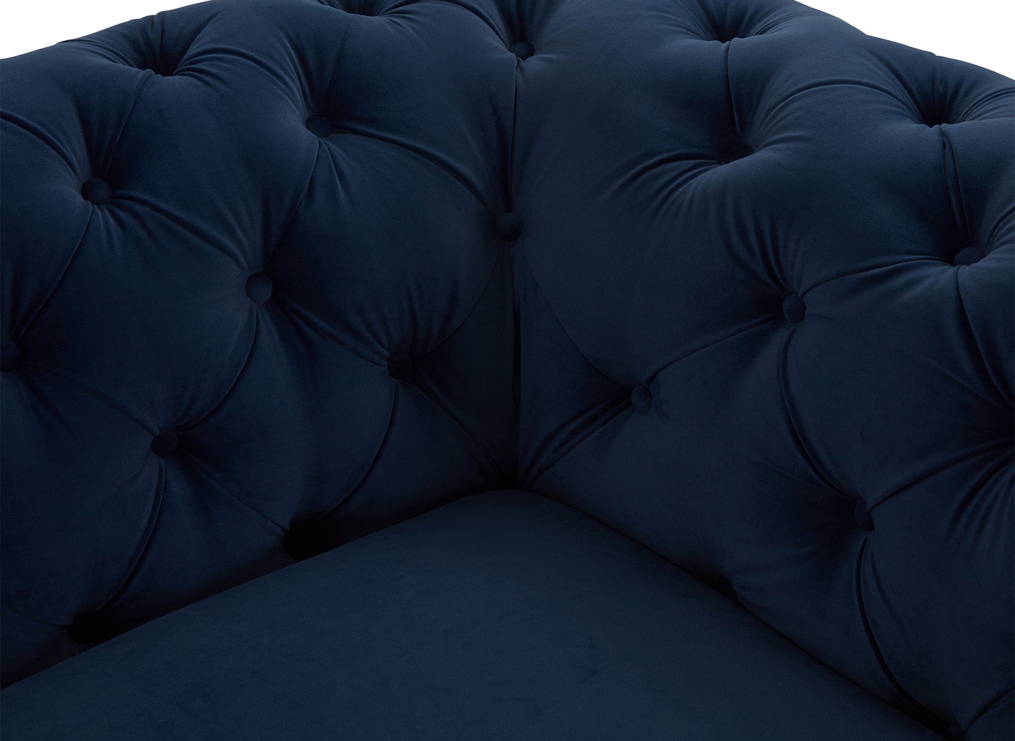 CARMEN 3-Sitzer gepolstertes Chesterfield-Sofa aus blauem Samt