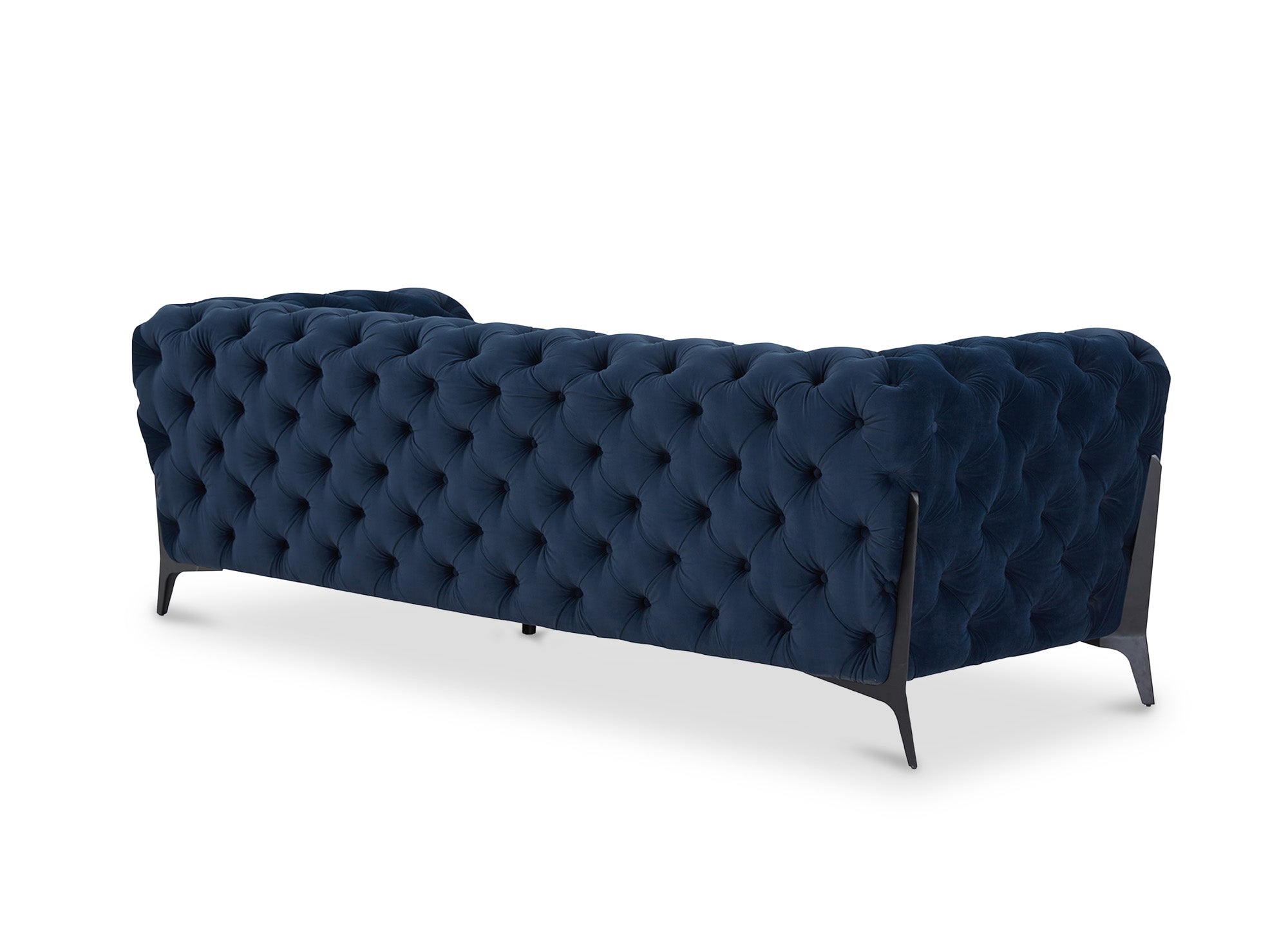 CARMEN 3-Sitzer gepolstertes Chesterfield-Sofa aus blauem Samt