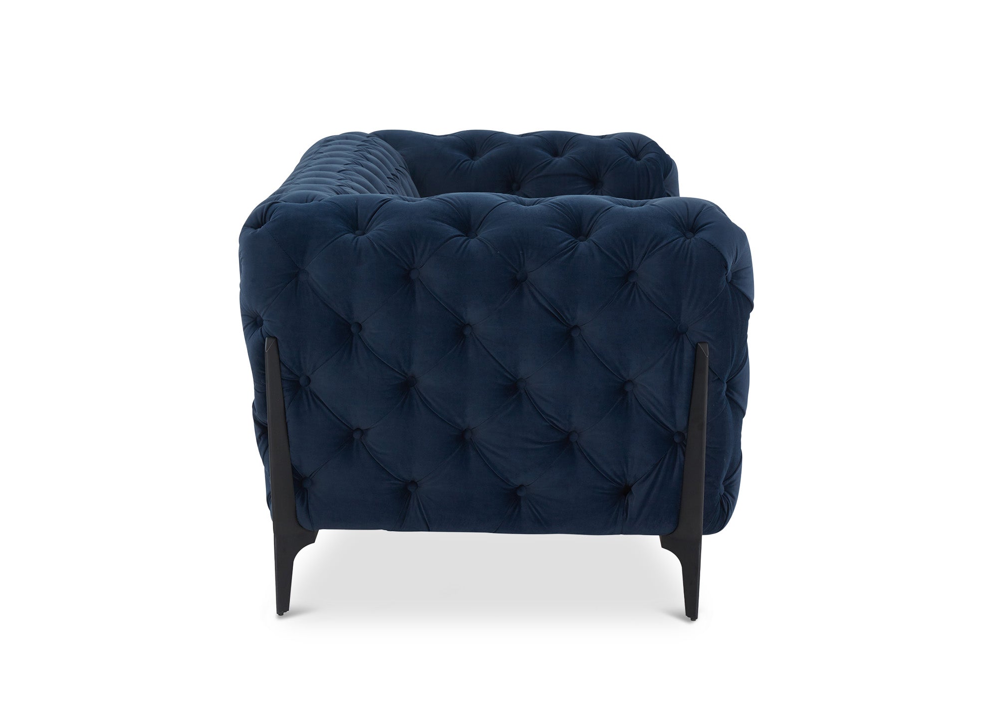 CARMEN 3-Sitzer gepolstertes Chesterfield-Sofa aus blauem Samt