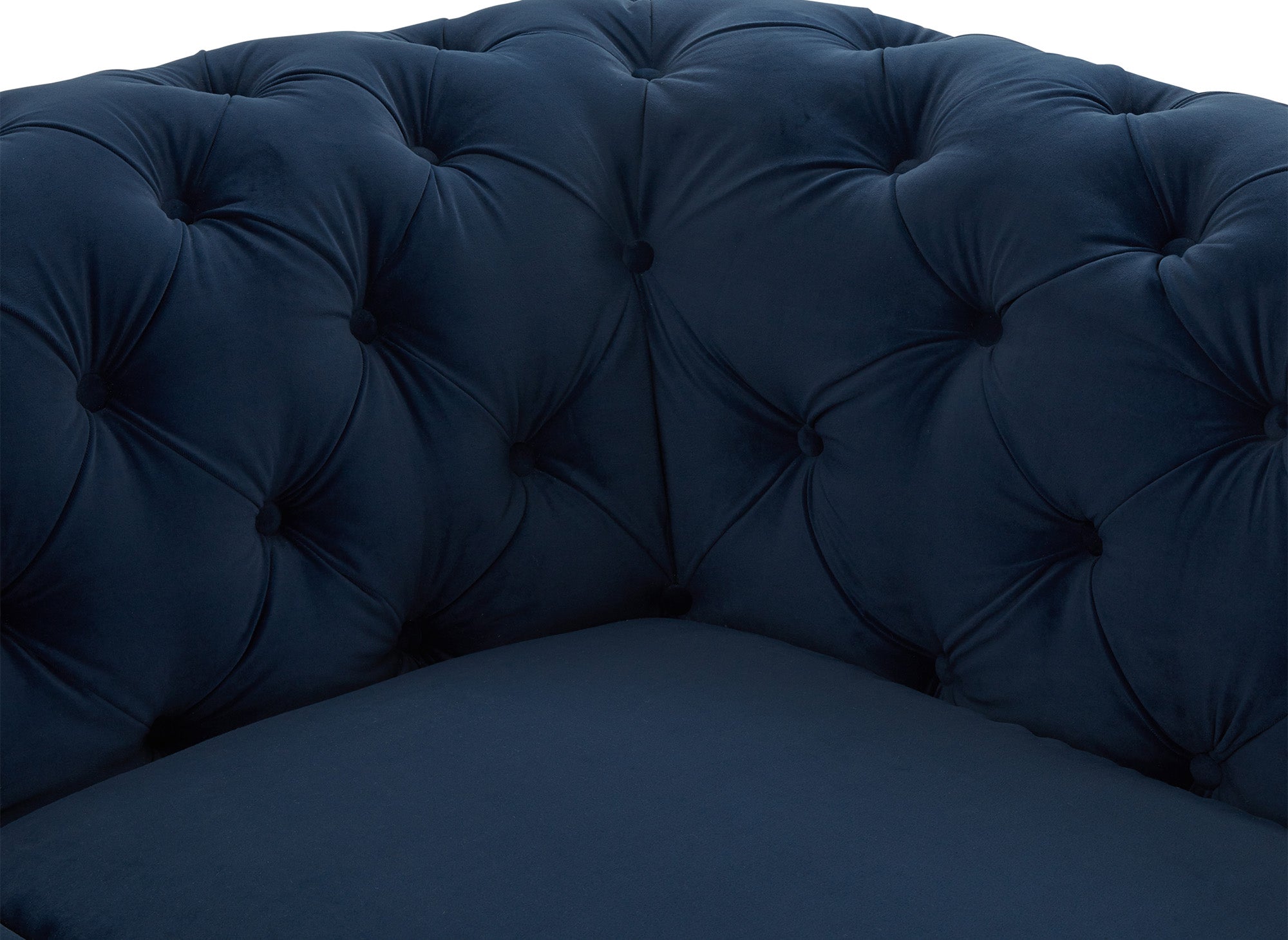 CARMEN 2-Sitzer gepolstertes Chesterfield-Sofa aus blauem Samt