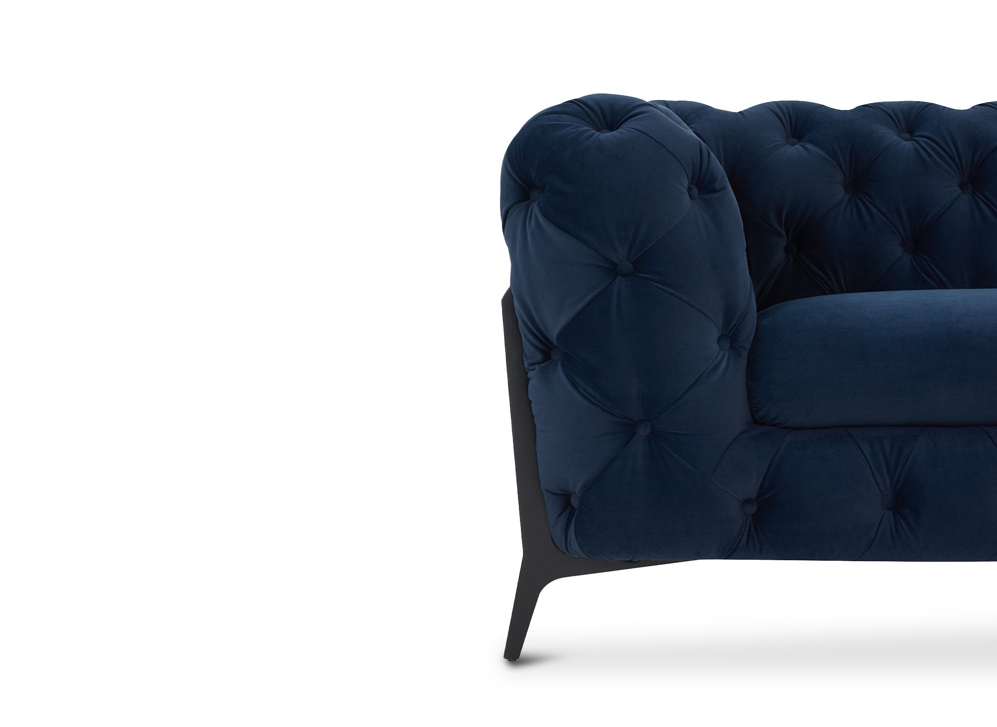 CARMEN 2-Sitzer gepolstertes Chesterfield-Sofa aus blauem Samt