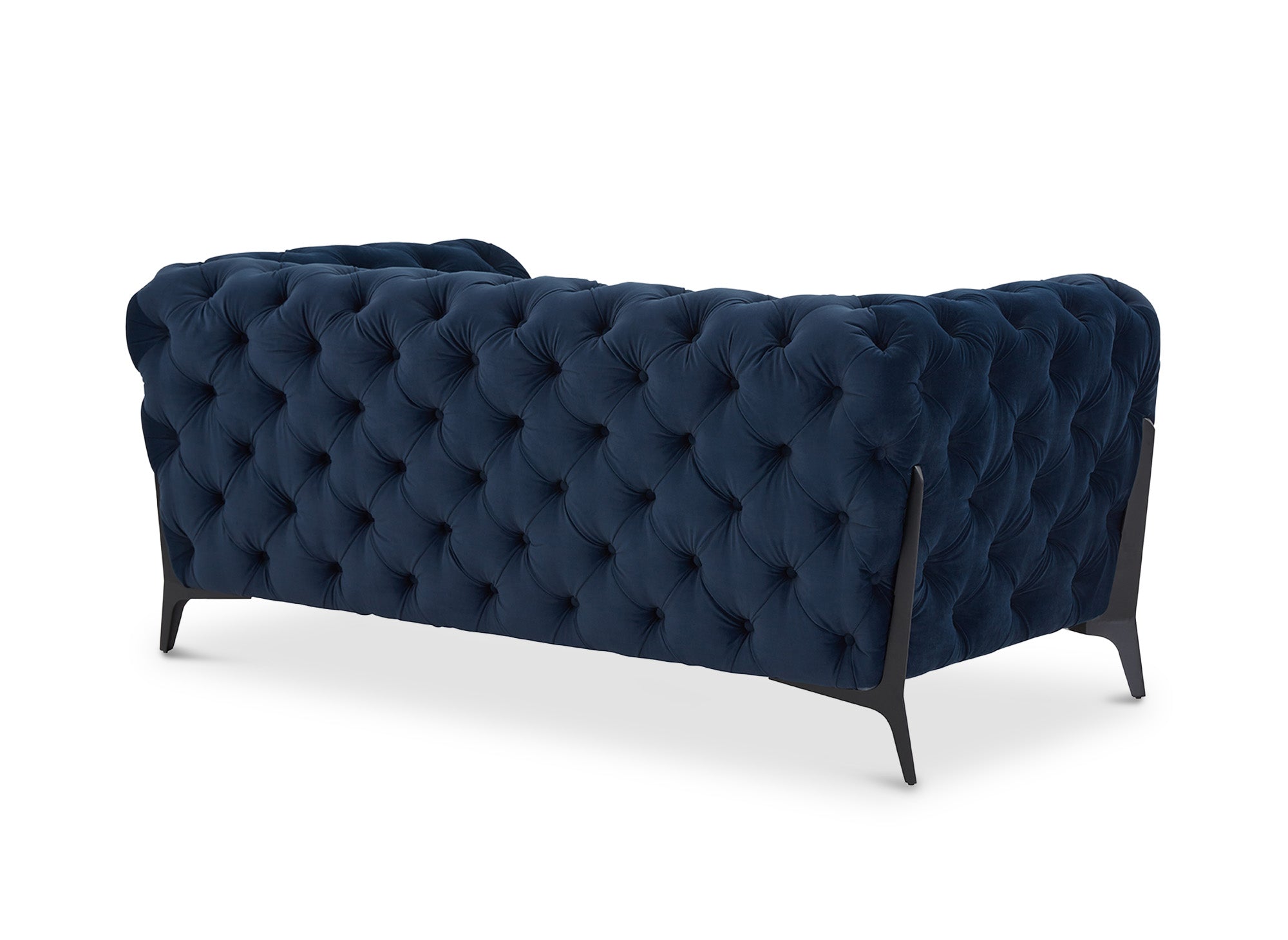 CARMEN 2-Sitzer gepolstertes Chesterfield-Sofa aus blauem Samt