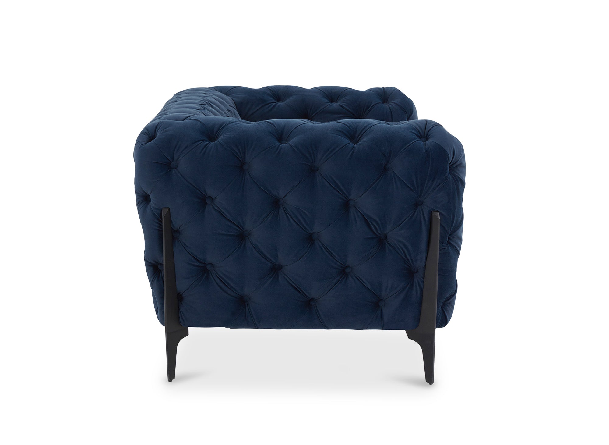 CARMEN 2-Sitzer gepolstertes Chesterfield-Sofa aus blauem Samt