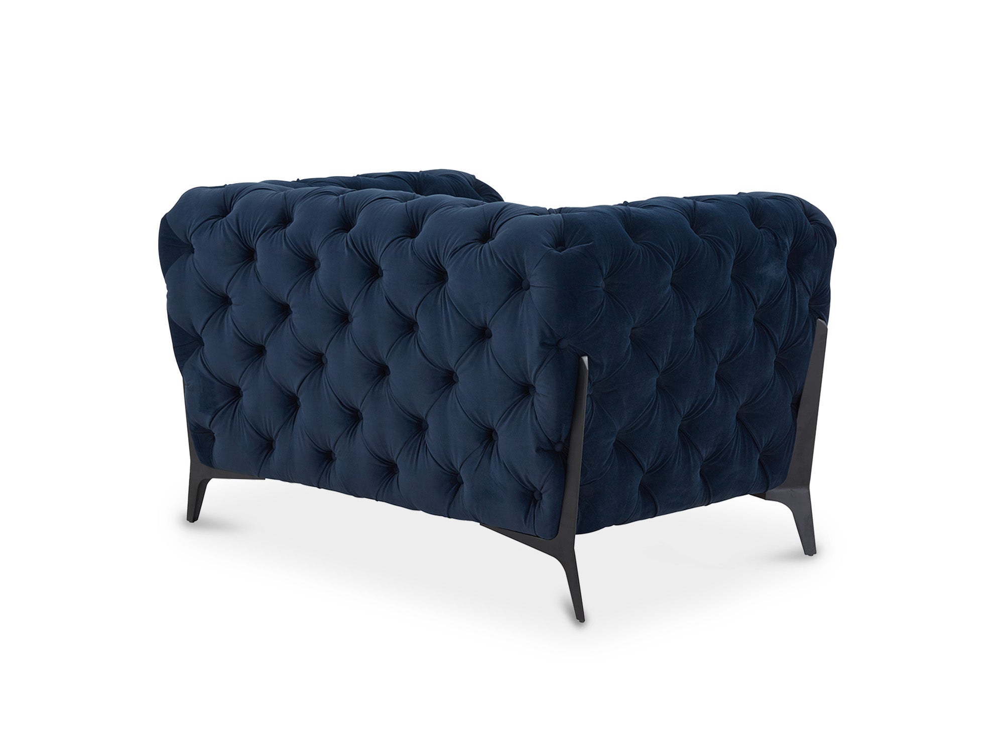 CARMEN blauer Chesterfield-Polstersessel aus Samt