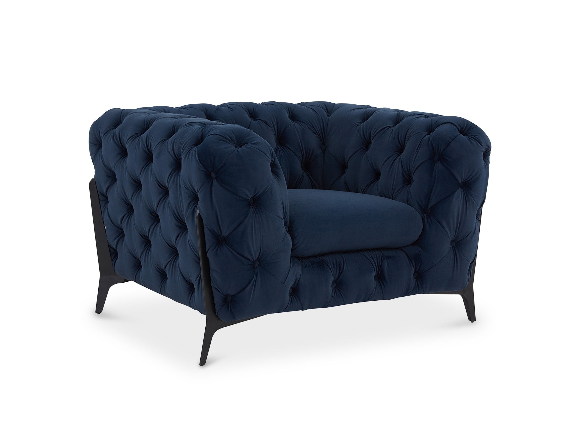 CARMEN blauer Chesterfield-Polstersessel aus Samt