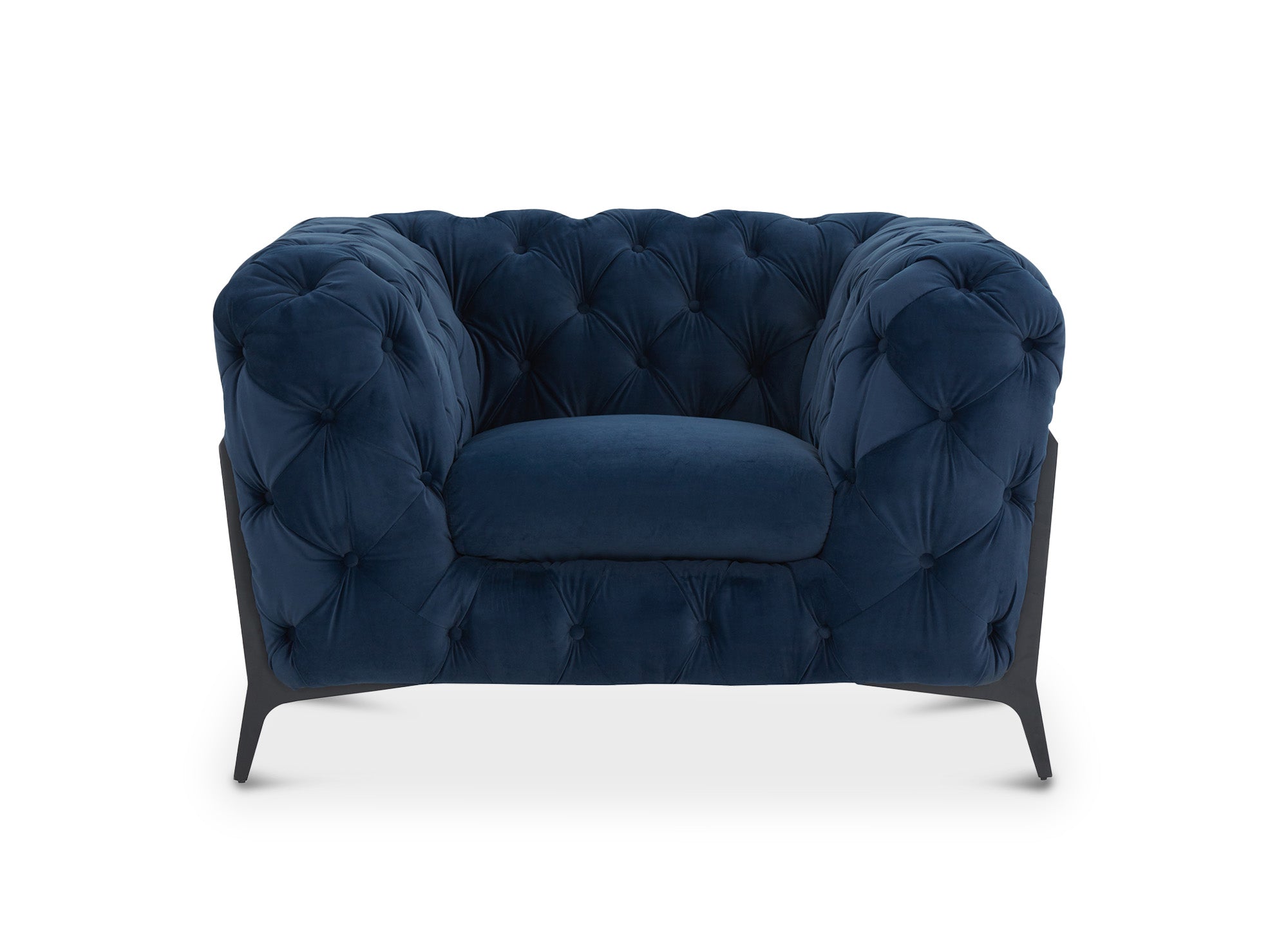 CARMEN blauer Chesterfield-Polstersessel aus Samt
