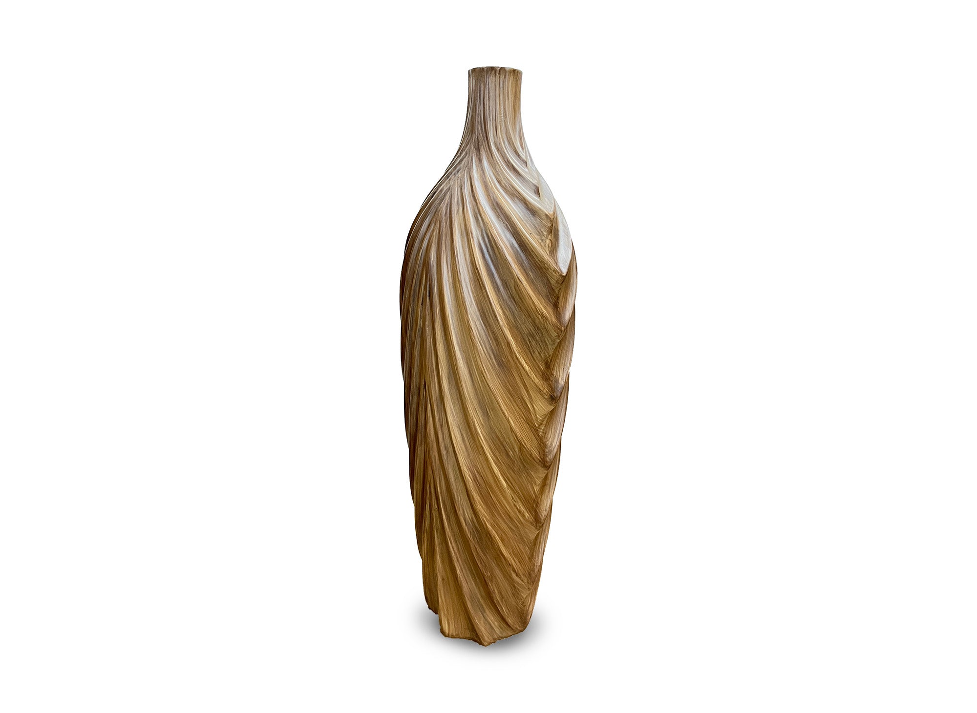 Hohe Vase aus Polyresin in Holzoptik H45 cm DERYA
