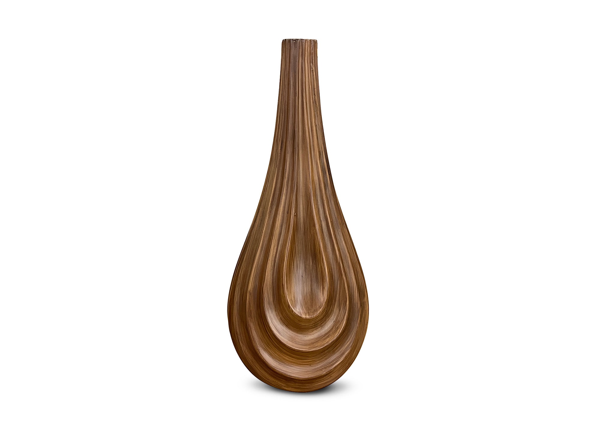 DERYA Polyresin Tropfenvase Holzimitat H38 cm