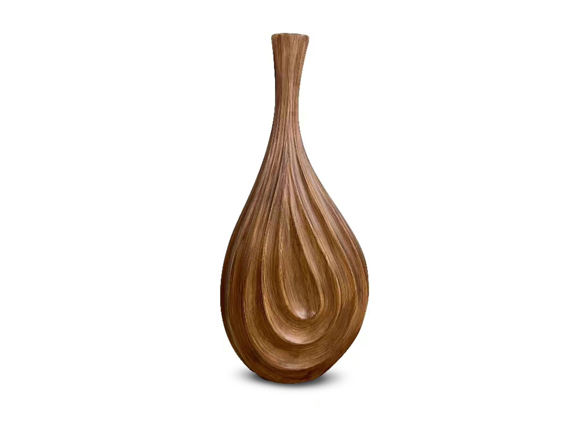 DERYA Polyresin Tropfenvase Holzimitat H45 cm