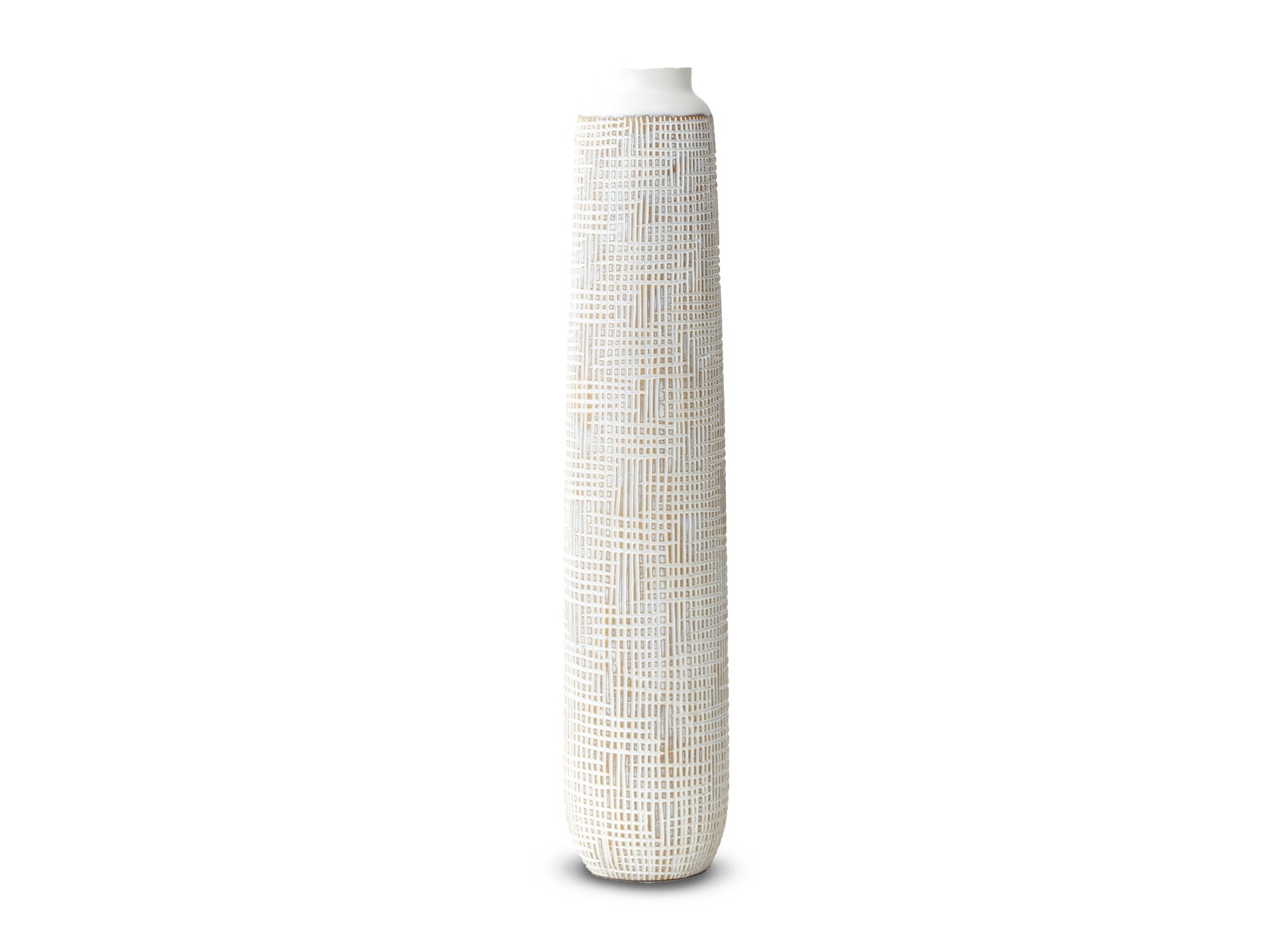 Totemvase aus weißem Polyresin H75 cm YONI