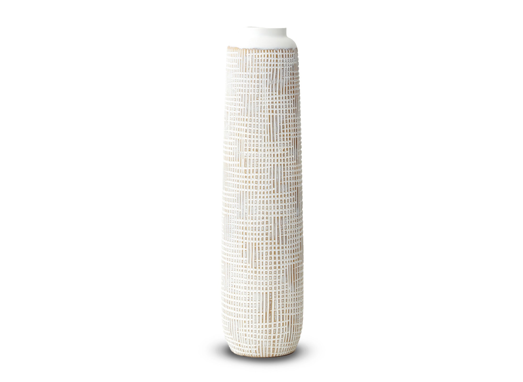 Totemvase aus weißem Polyresin H60 cm YONI