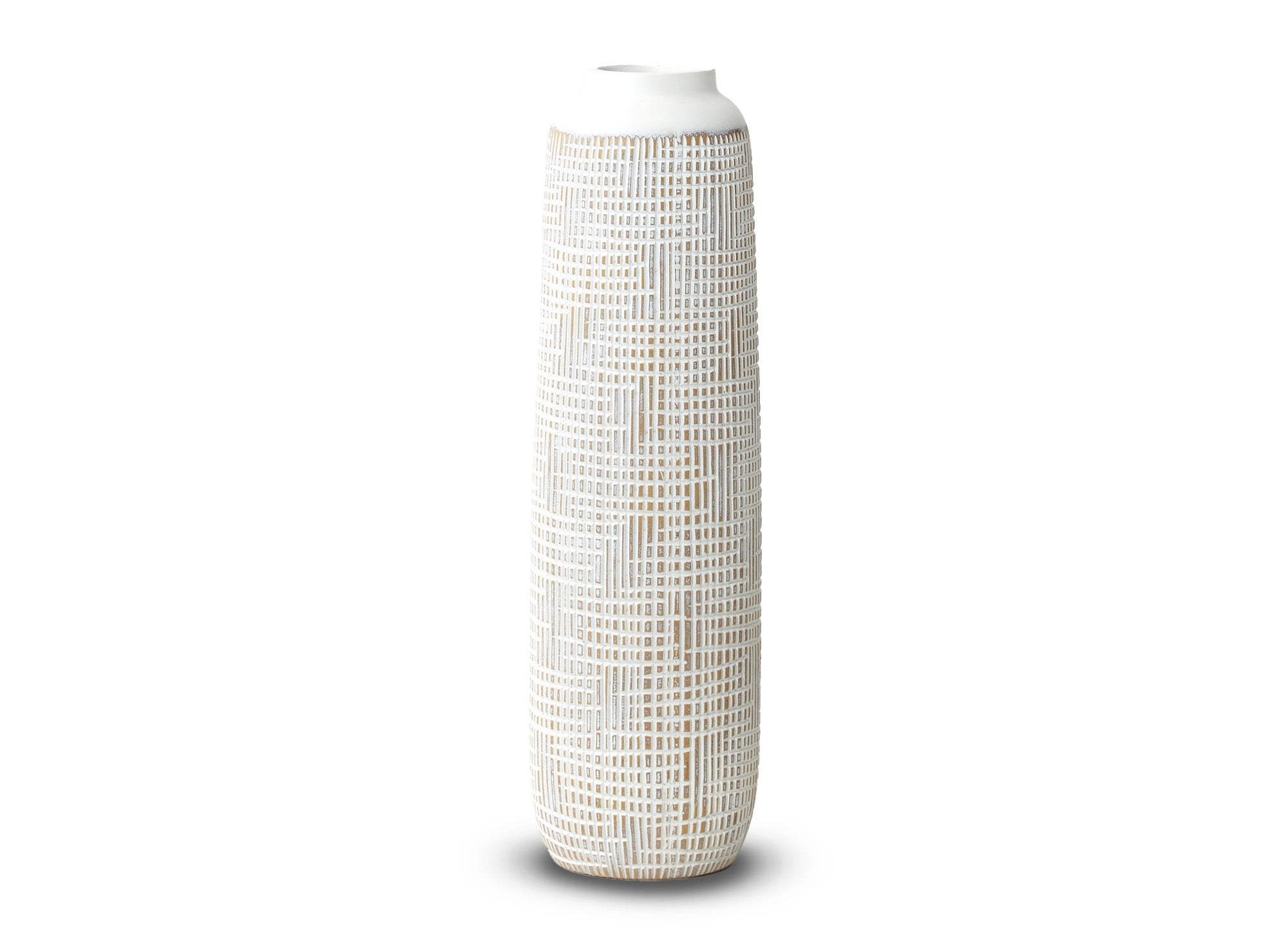 Totemvase aus weißem Polyresin H50 cm YONI