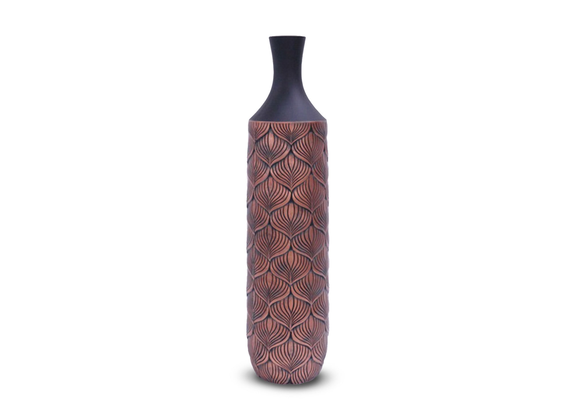 XL-Vase aus schwarzem und braunem Polyresin H60 cm NEVEN