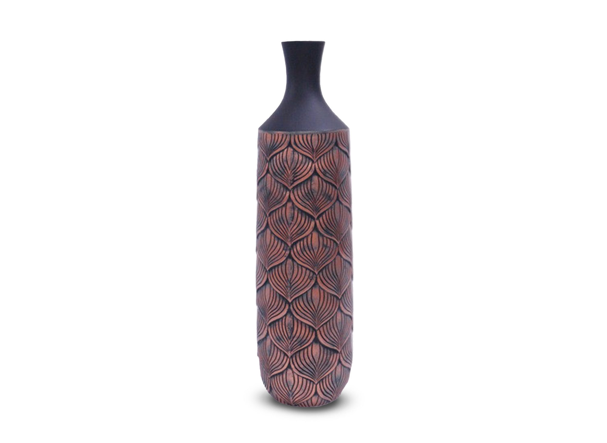 XL-Vase aus schwarzem und braunem Polyresin H50 cm NEVEN