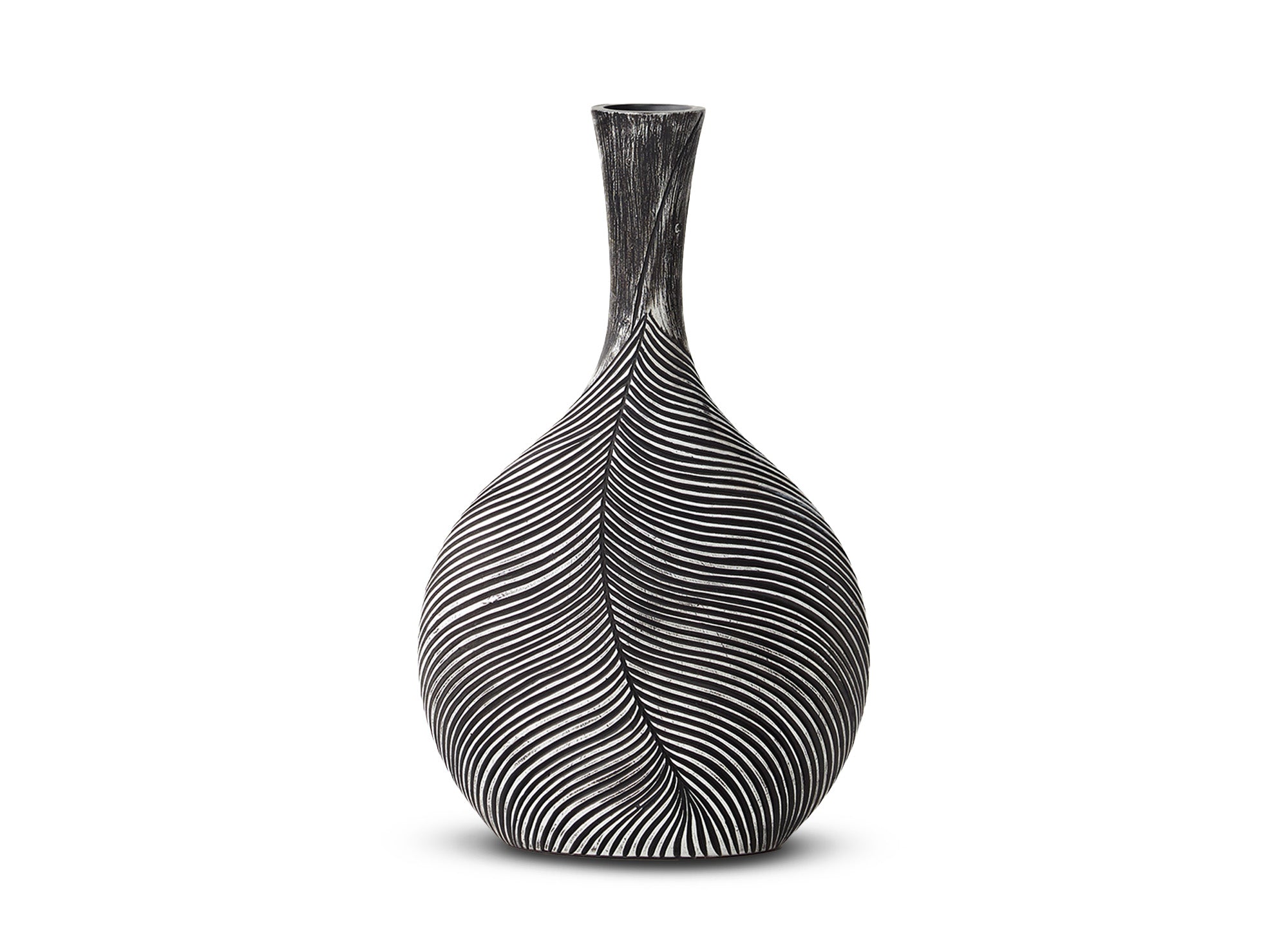Schwarz-weiße Kugelvase aus Harz H43 cm EBENE