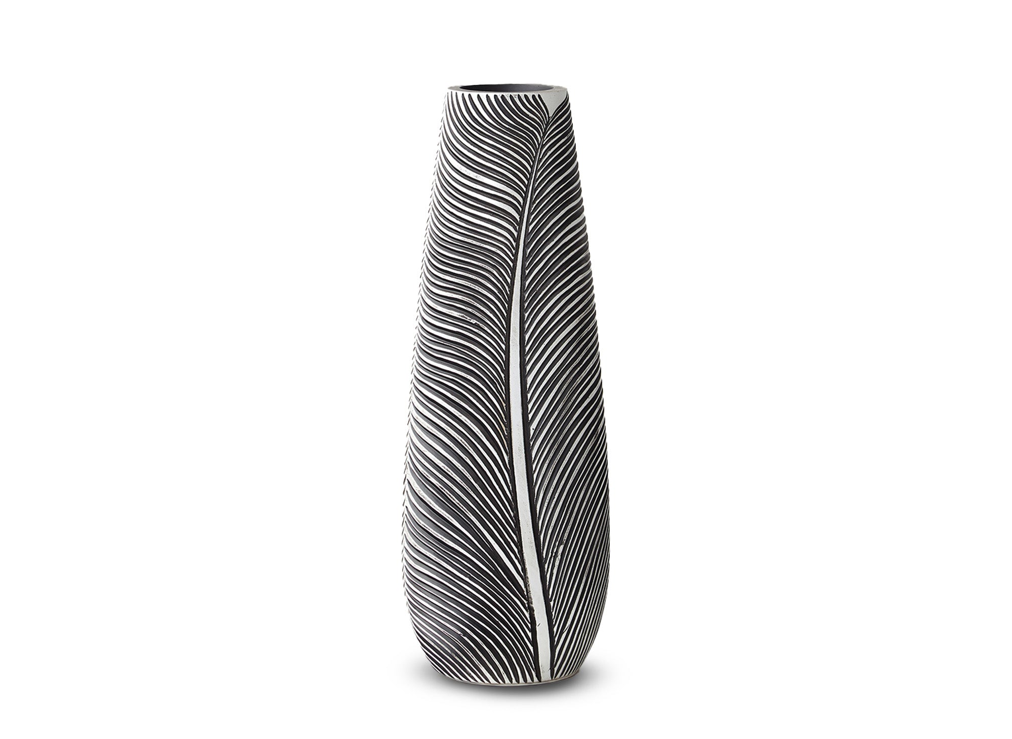 Schwarz-weiße Harzvase H46 cm EBENE