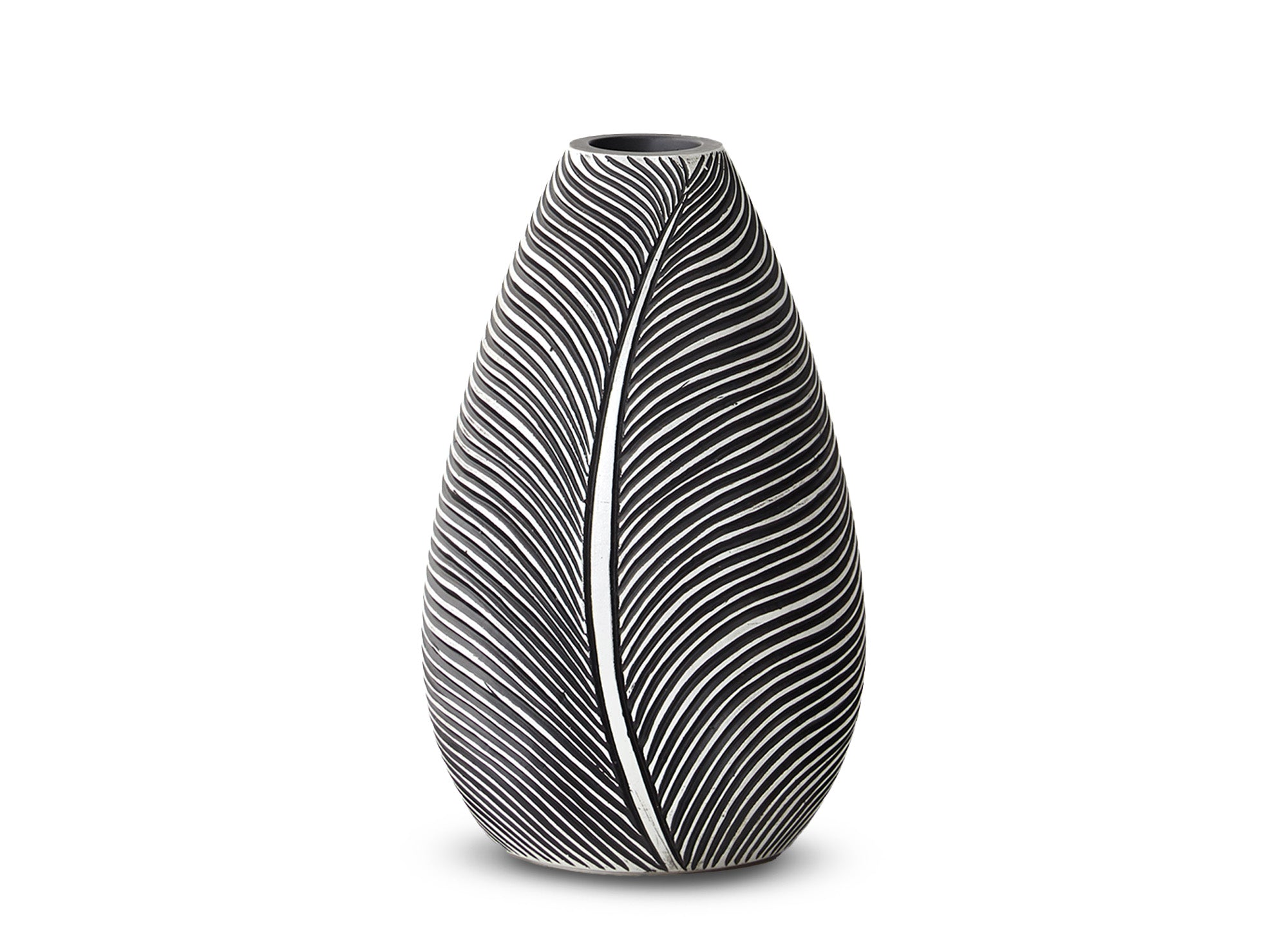 Schwarz-weiße Harzvase H30 cm EBENE