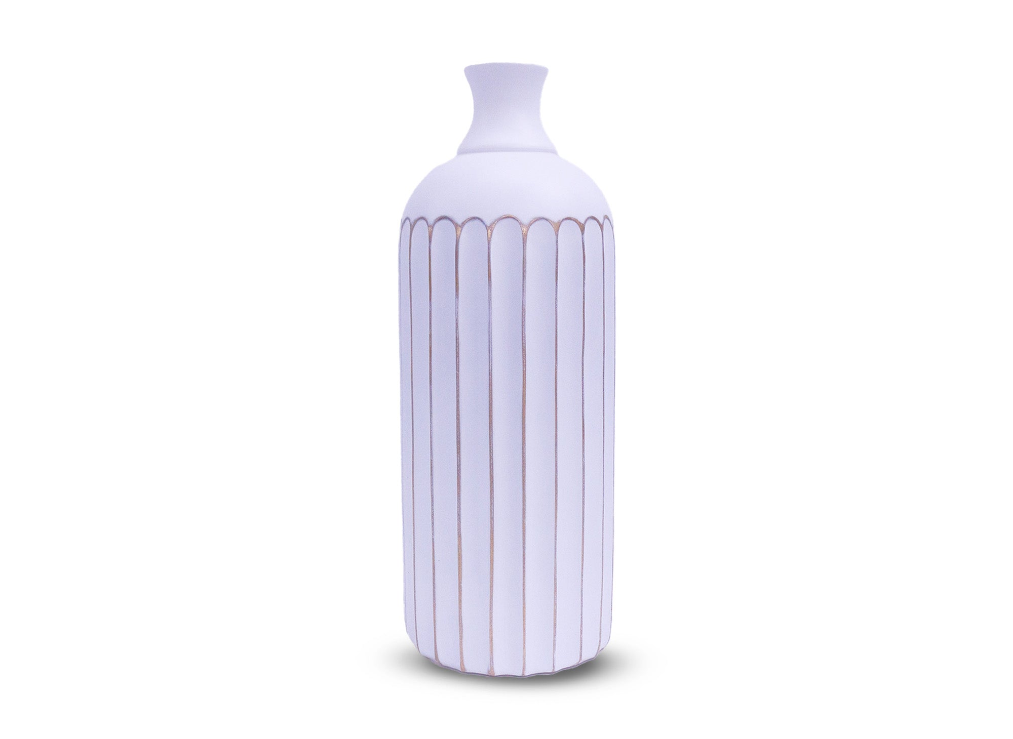Vase aus Polyresin in Weiß und Gold, H41 cm, ARCA