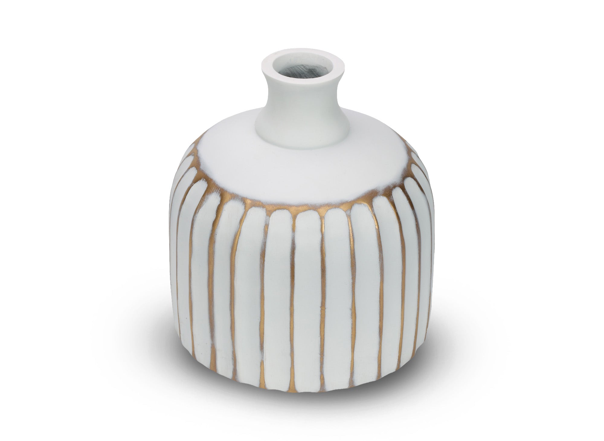 Vase aus Polyresin in Weiß und Gold, H19 cm, ARCA