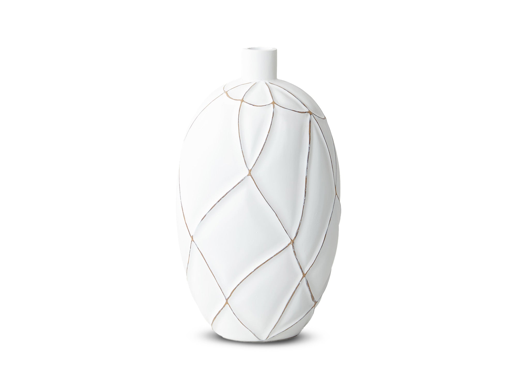 Weiße Polyresin-Kugelvase H38 cm LUNA