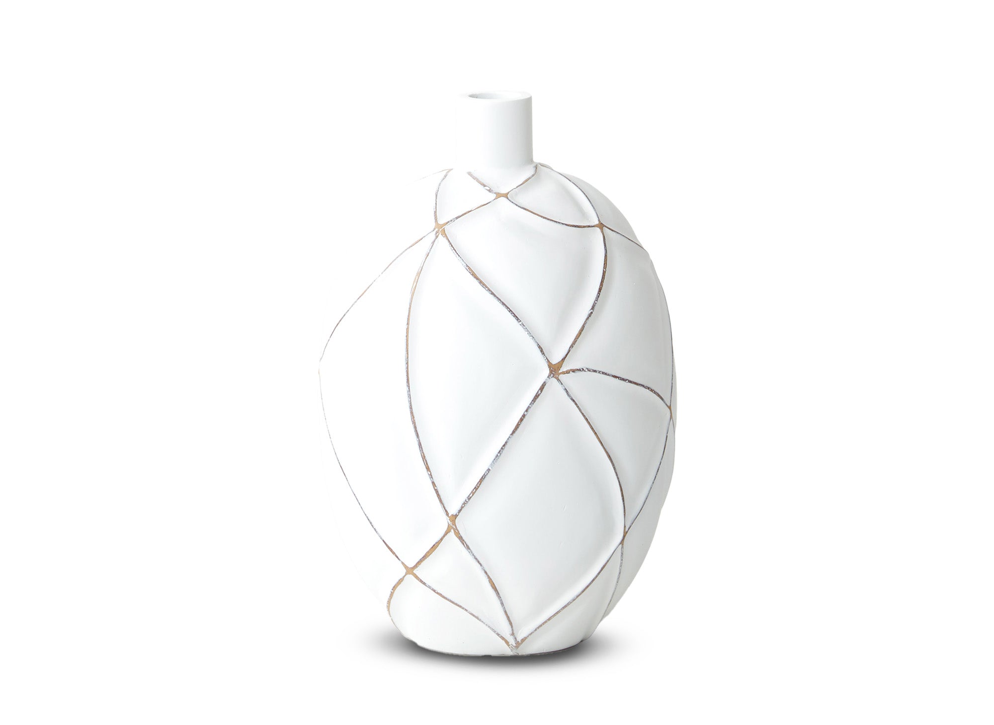 Weiße Polyresin-Kugelvase H31 cm LUNA