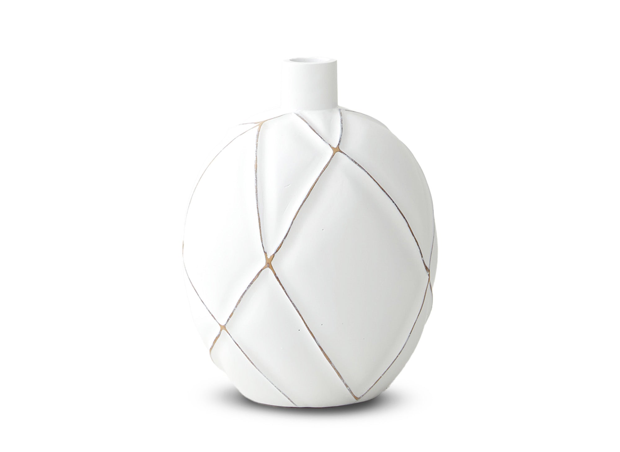 Weiße Polyresin-Kugelvase H25 cm LUNA
