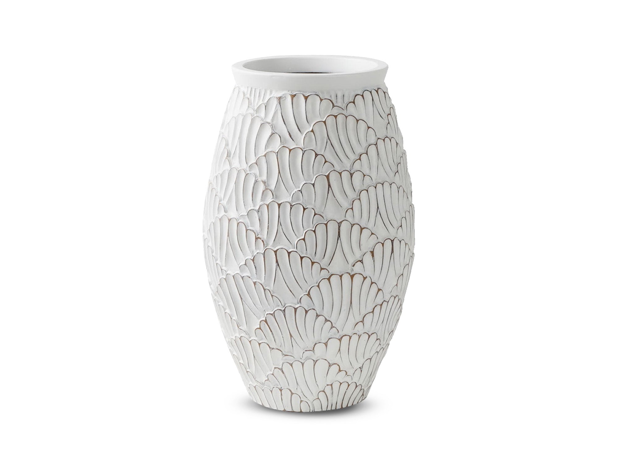Weiße Vase aus Kunstharz, H43 cm, ZEDER