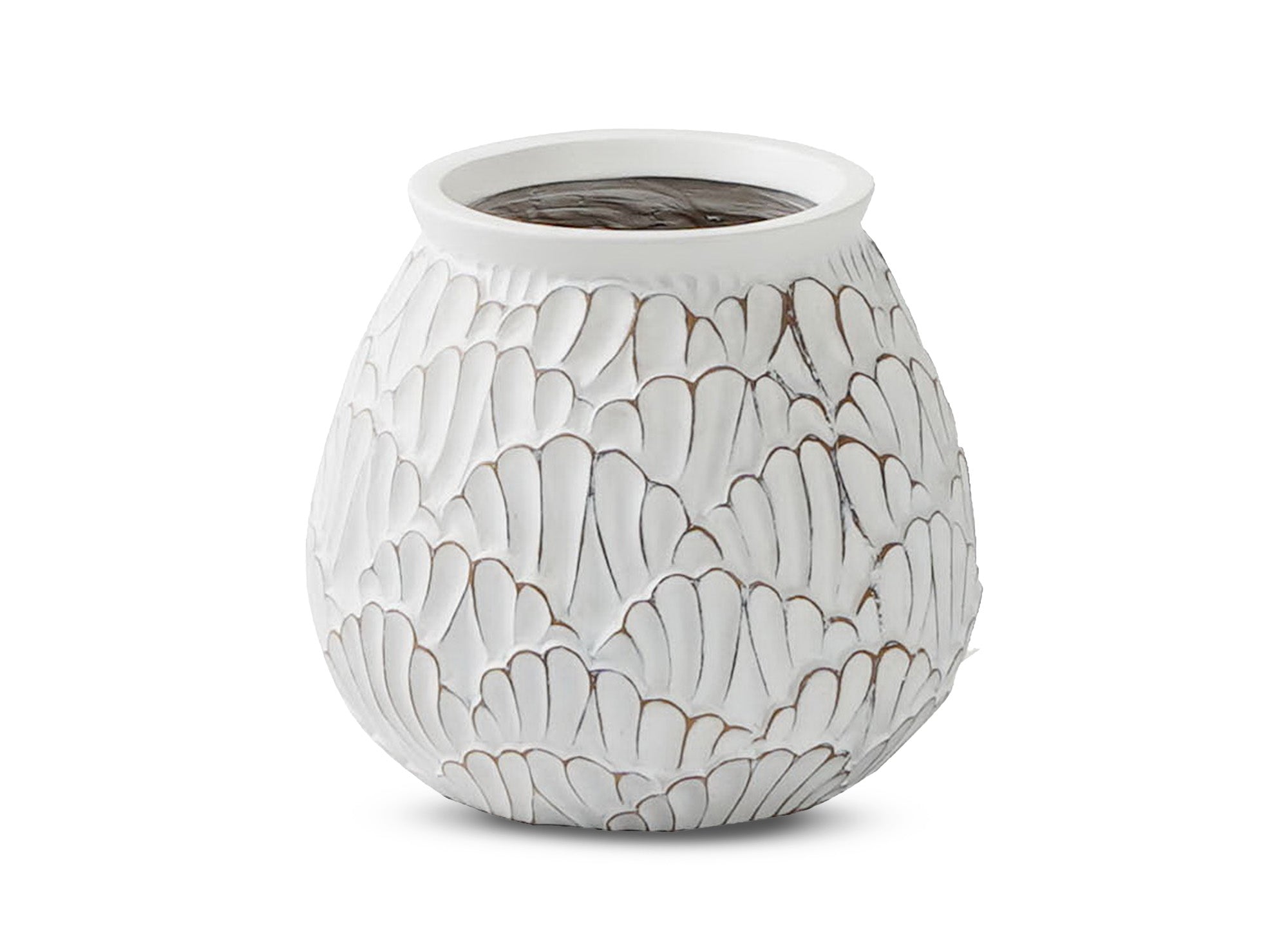 Weiße Vase aus Kunstharz, H22 cm, ZEDER