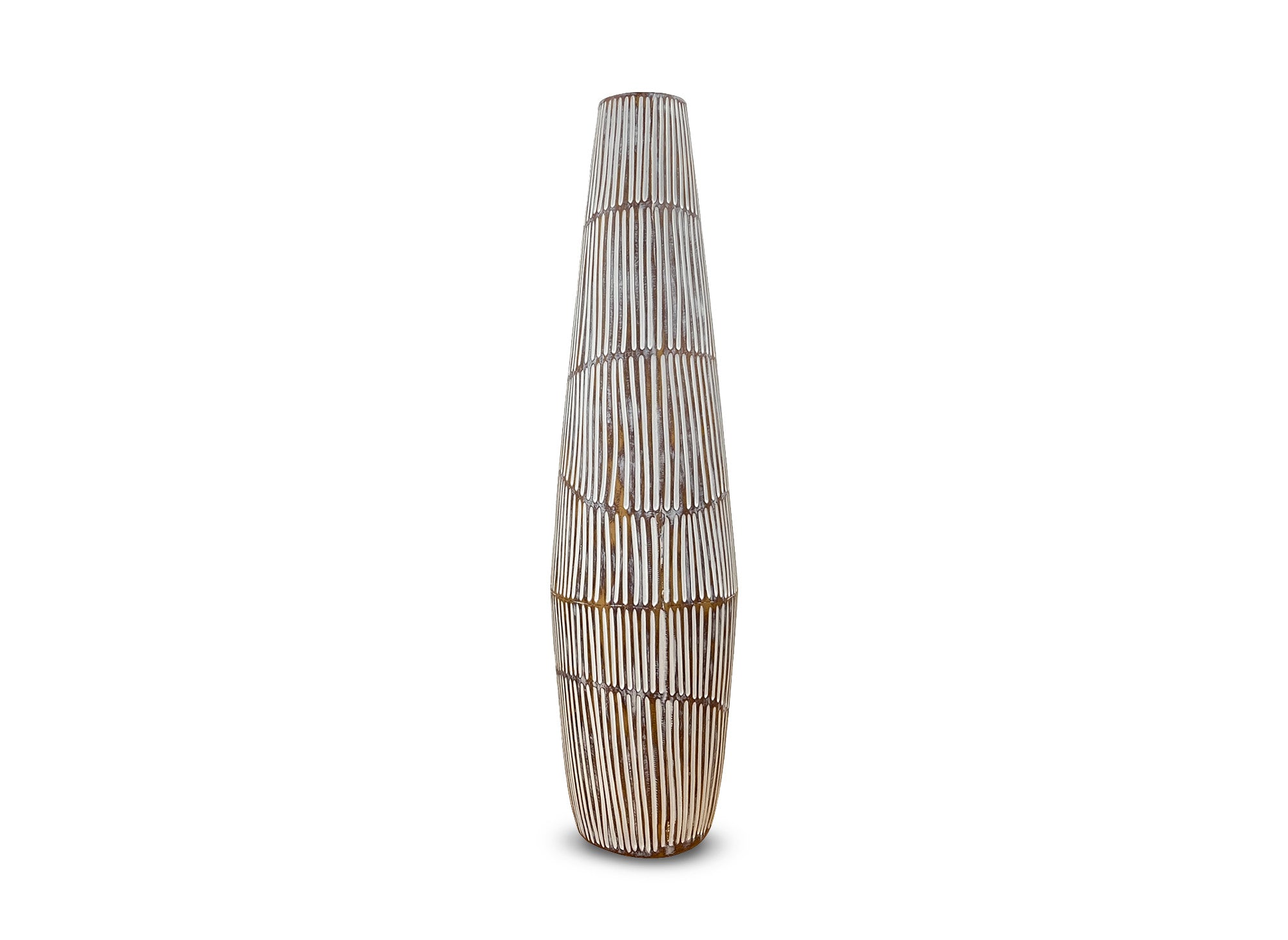XL-Polyresinvase aus Holz und Weiß H69 cm MAYA