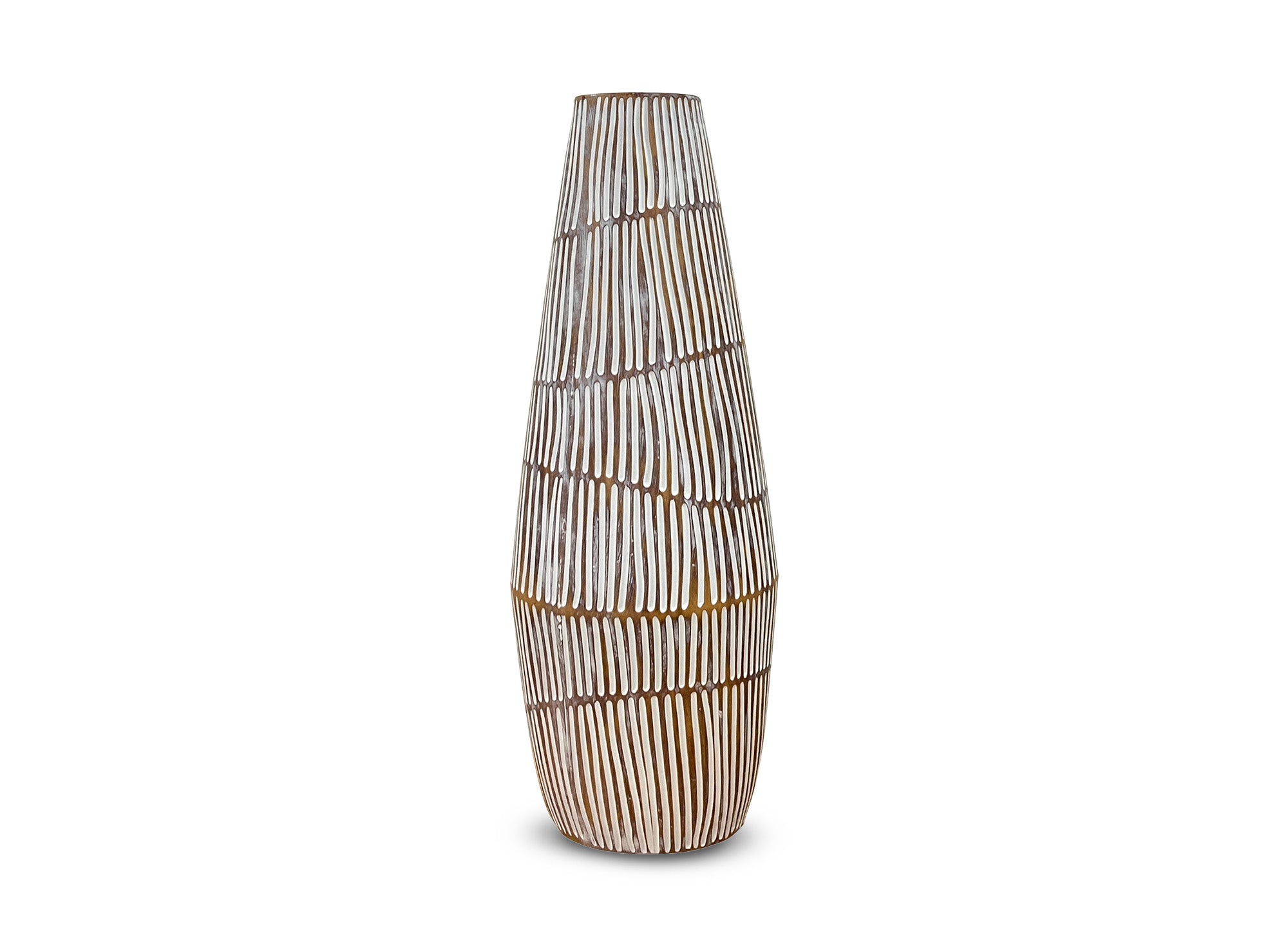 XL-Polyresinvase aus Holz und Weiß H47 cm MAYA