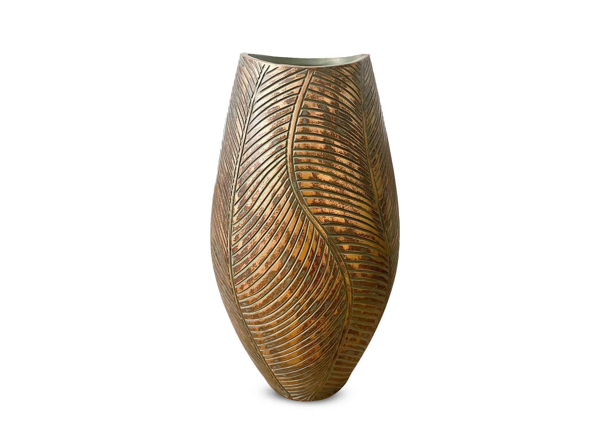 Grün-goldene Polyresinvase H40 cm ZAHARA