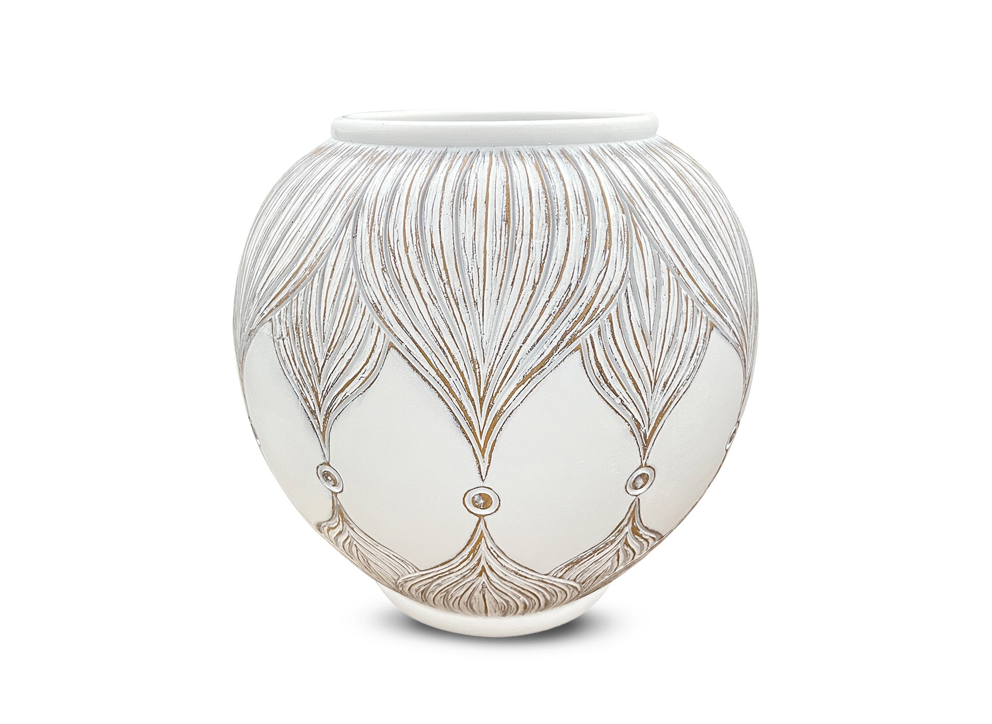 Weiße Polyresin-Kugelvase H29 cm MANOLIS