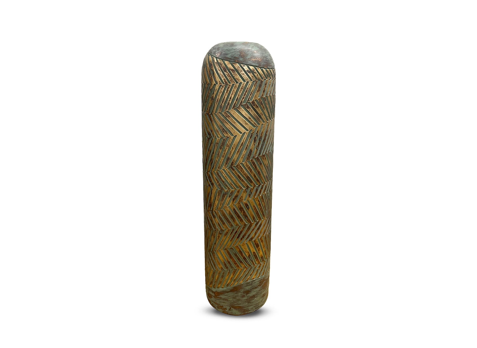 XL-Vase aus Polyresin in Grün und Gold, H54 cm, AMIRA