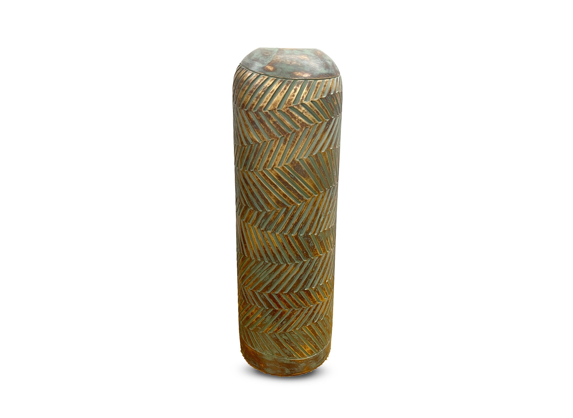 XL-Vase aus Polyresin in Grün und Gold, H46 cm, AMIRA