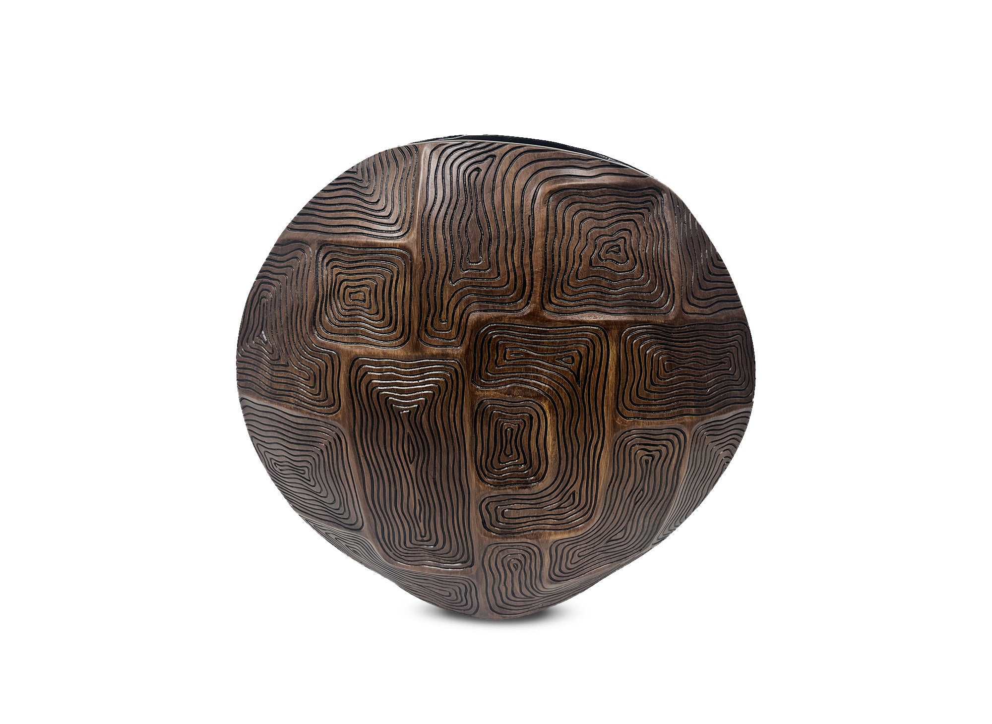 Runde Vase aus schwarz-braunem Harz H34 cm ARBORA