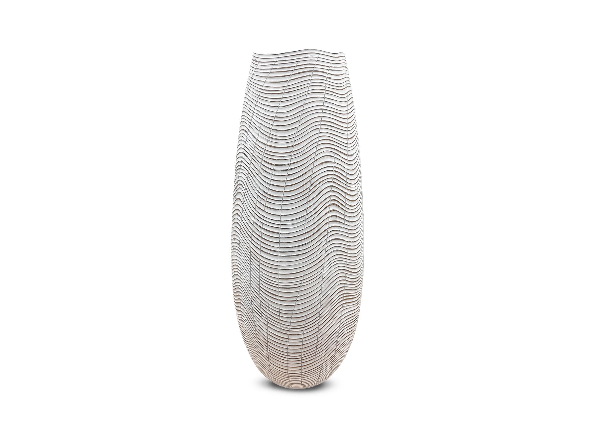 Designervase aus weißem Harz H51 cm VAGUE