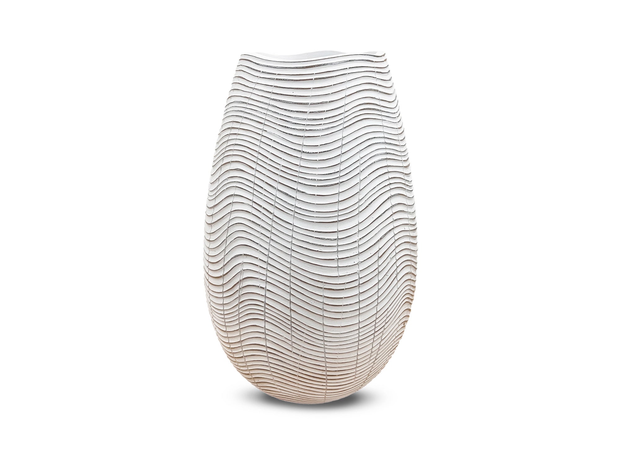 Weiße Designervase aus Kunstharz H30 cm VAGUE