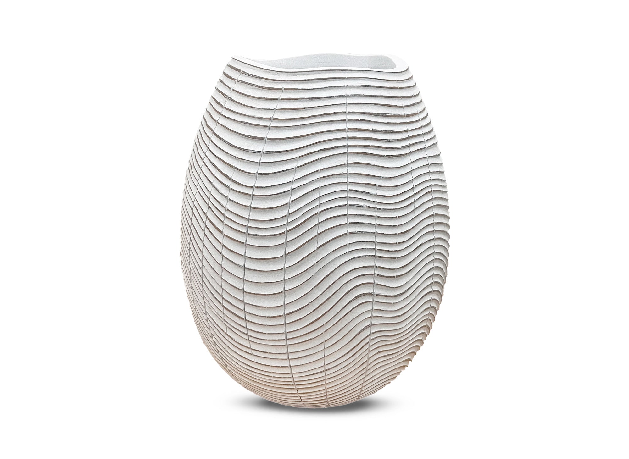 Weiße Kugelvase aus Kunstharz, H23 cm, VAGUE