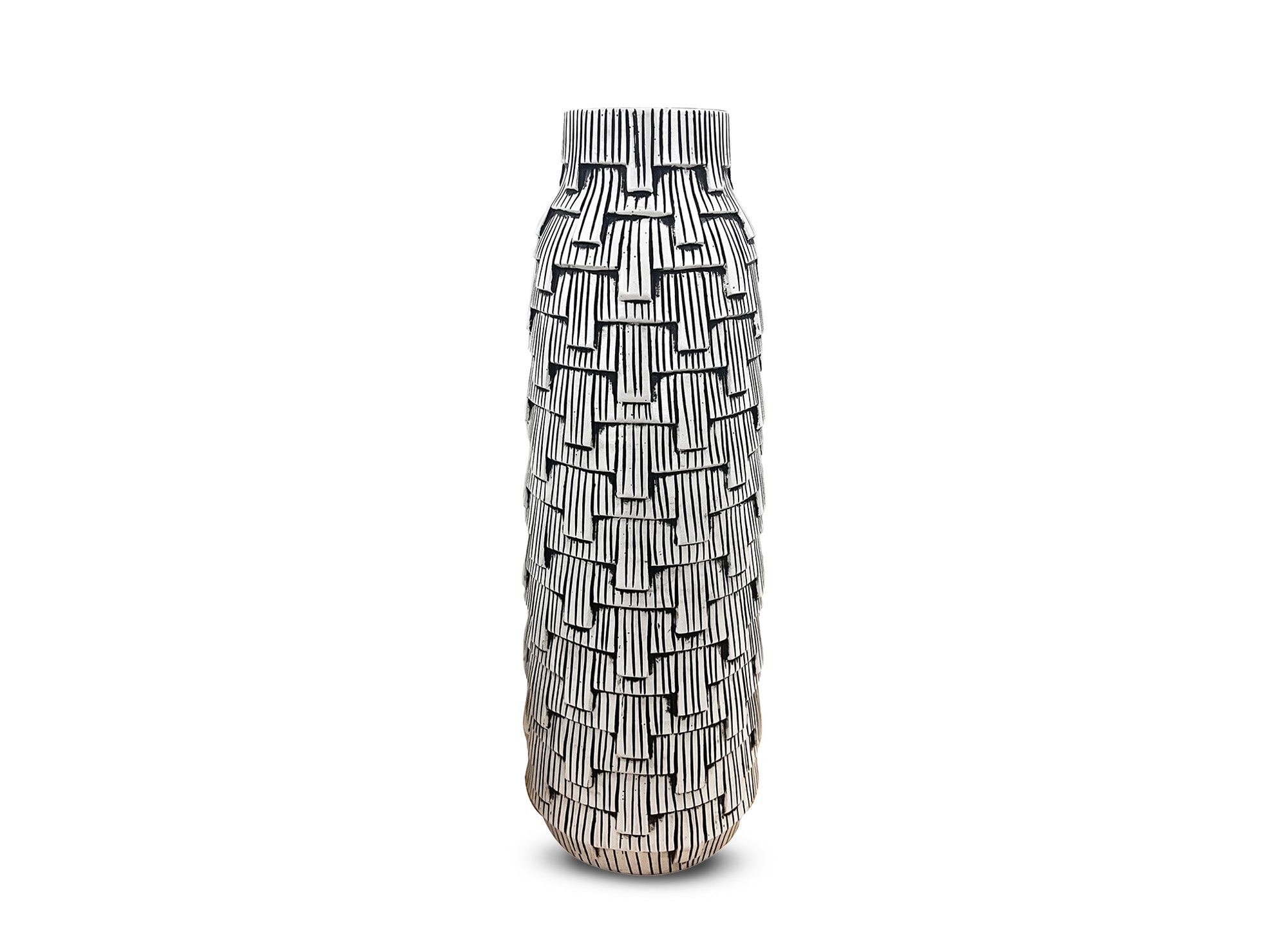 Moderne schwarz-weiße Polyresinvase H50 cm INAYA