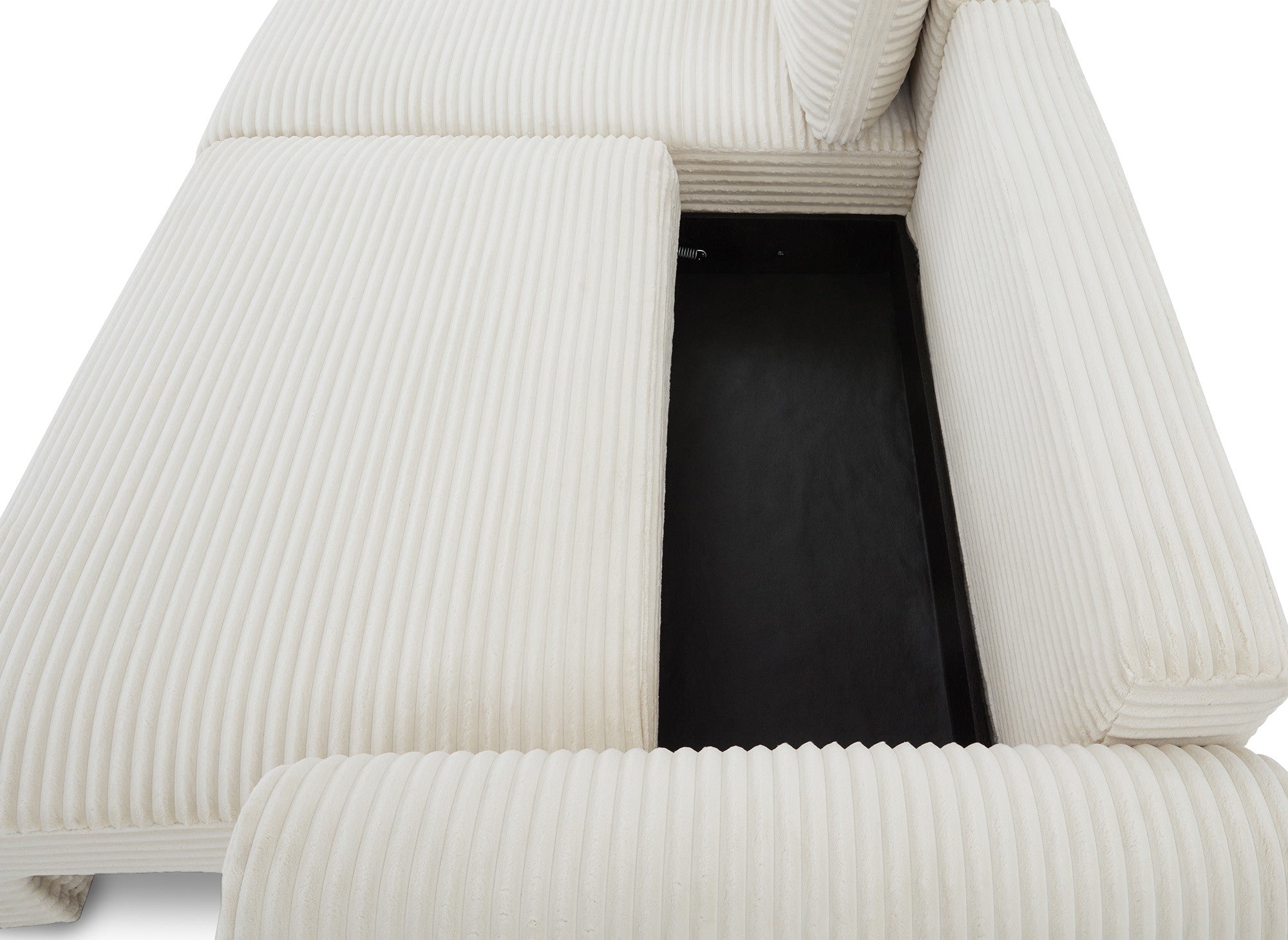 TILDA Ecksofa mit Bettfunktion und Stauraum, Beige, weicher Cord, linke Ecke