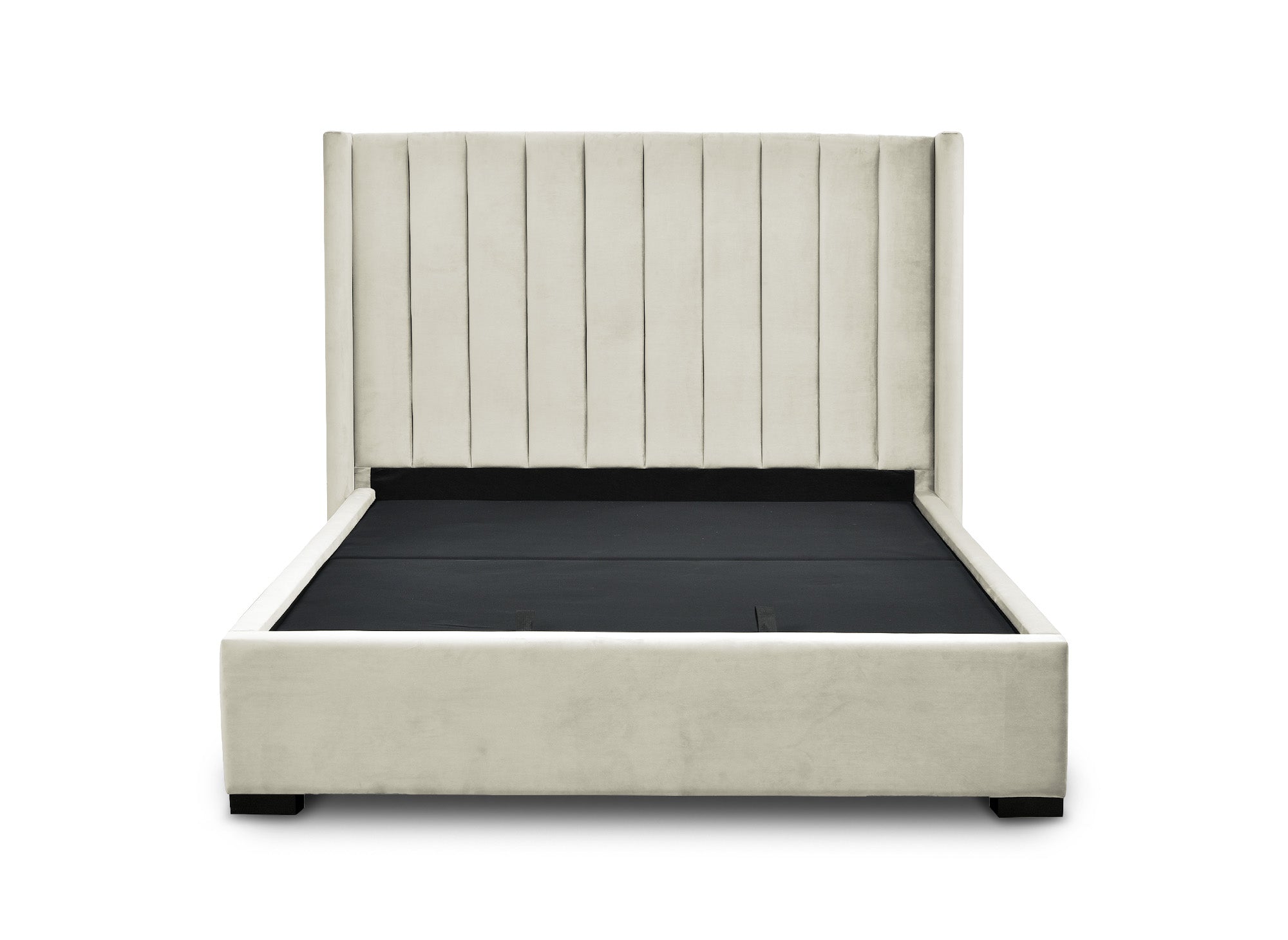ALENA Bett mit Stauraum aus beigefarbenem Samt 160x200 cm