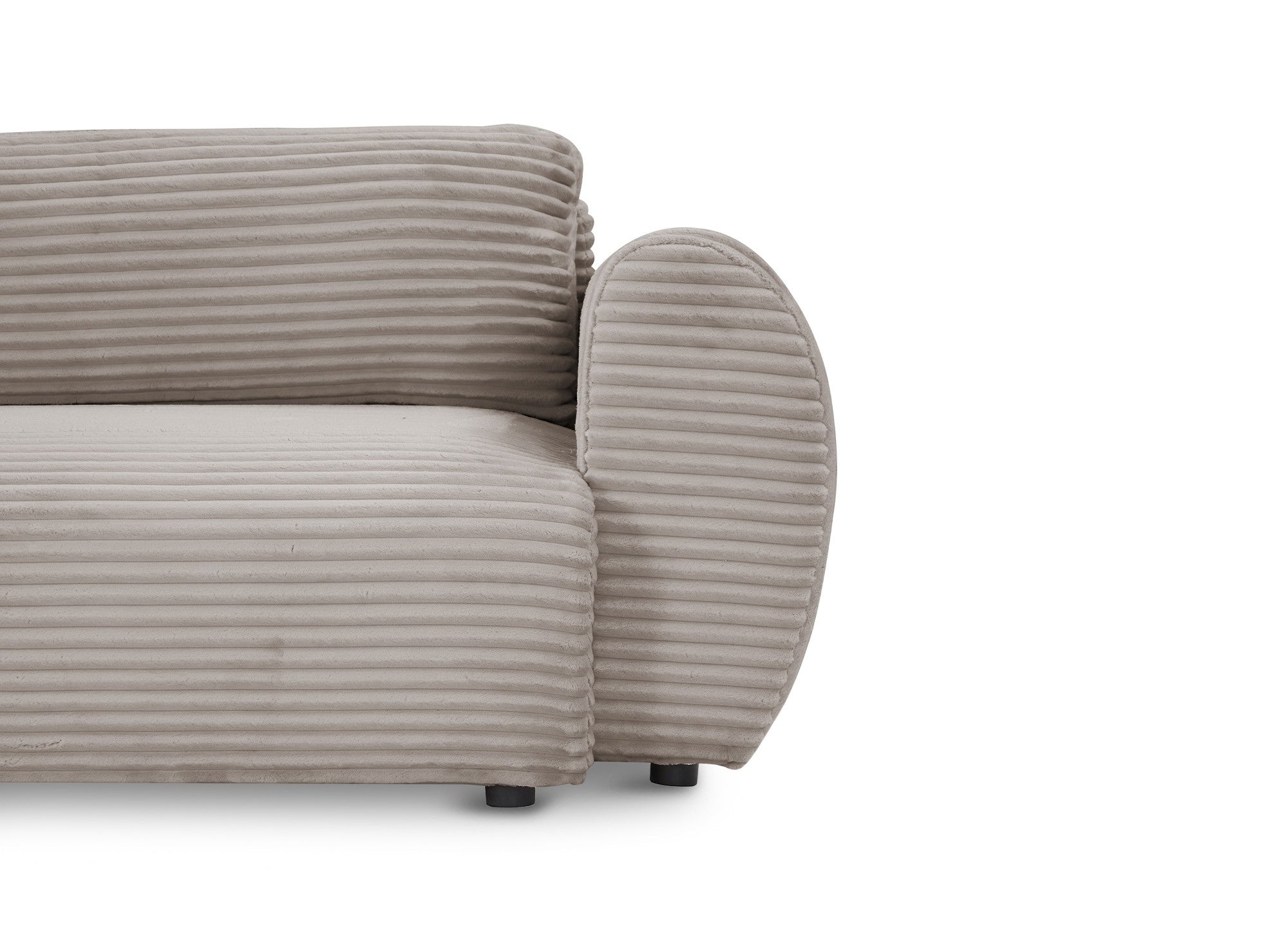 TILDA Ecksofa mit Bettfunktion und Stauraum, weiches Taupe-Cord, linke Ecke
