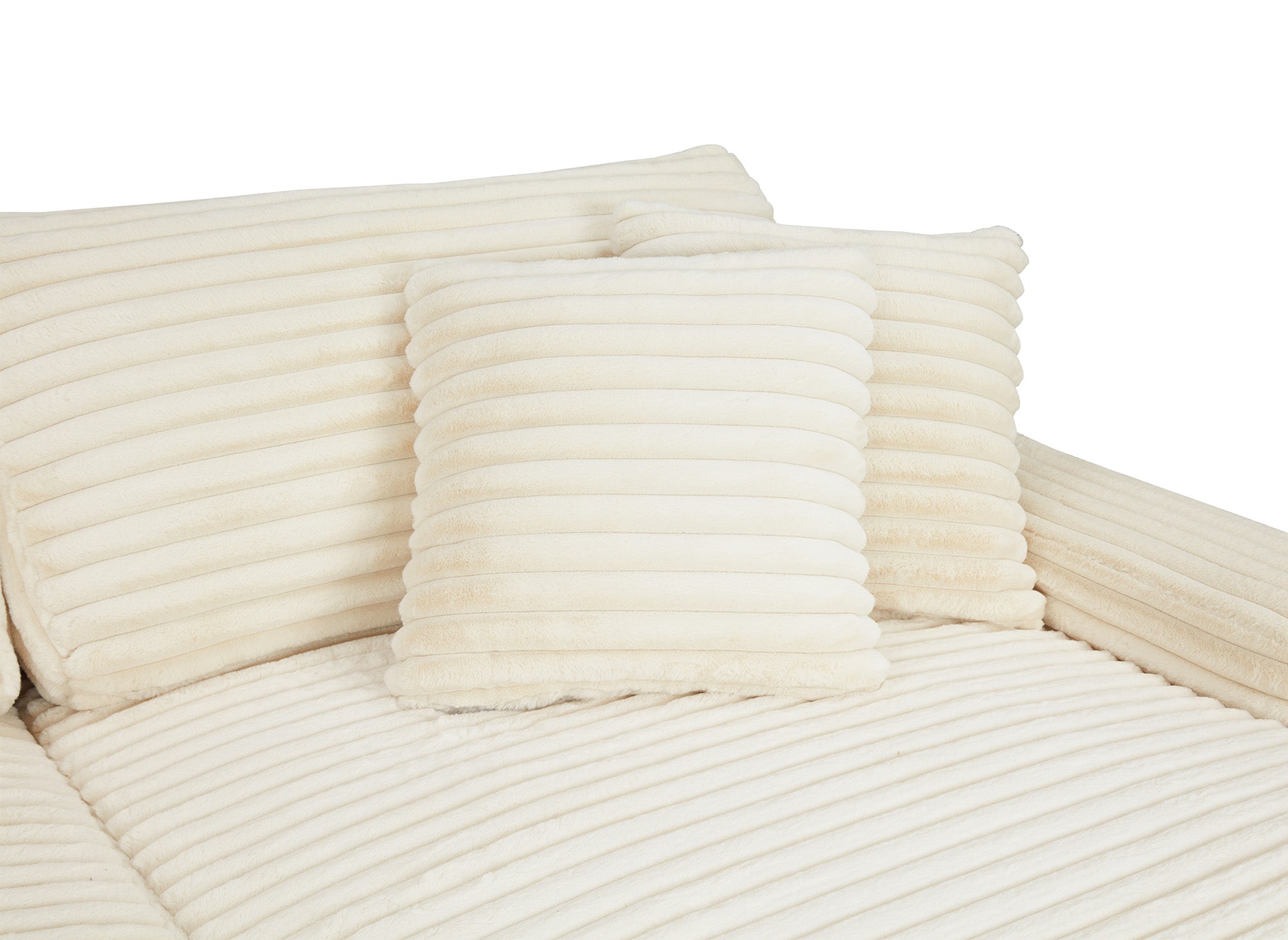 DAHO beiges, weich geripptes 2-Sitzer-Sofa mit geradem Schnitt